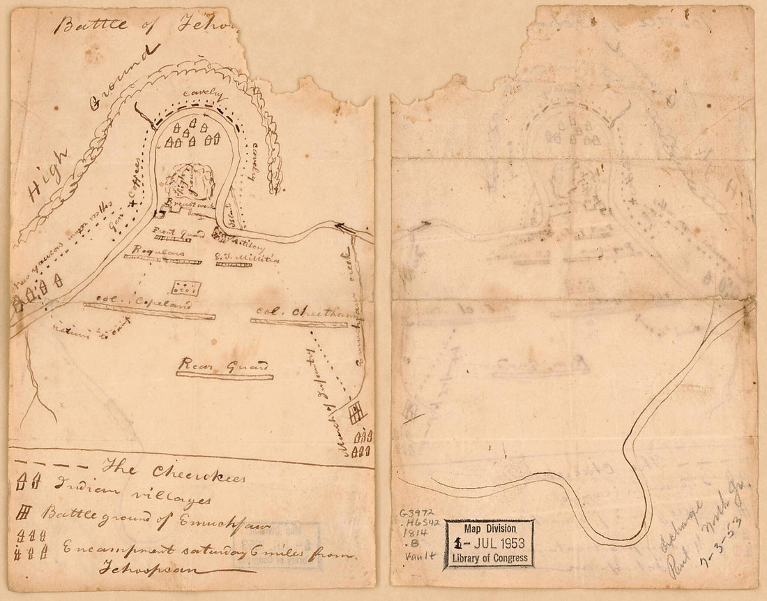 This old map of Battle of Tehoopca from 1814 was created by in 1814