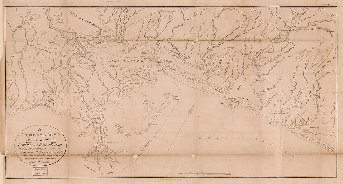 This old map of A General Map of the Seat of War In Louisiana & West Florida : Shewing All the Forified Points and Encampments of Both the American and British Armies Also the March of Genl. Jackson&