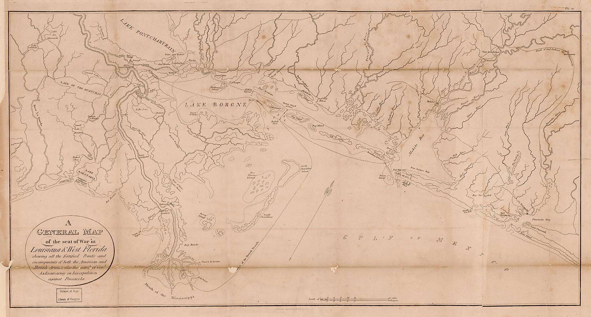 This old map of A General Map of the Seat of War In Louisiana & West Florida : Shewing All the Forified Points and Encampments of Both the American and British Armies Also the March of Genl. Jackson&