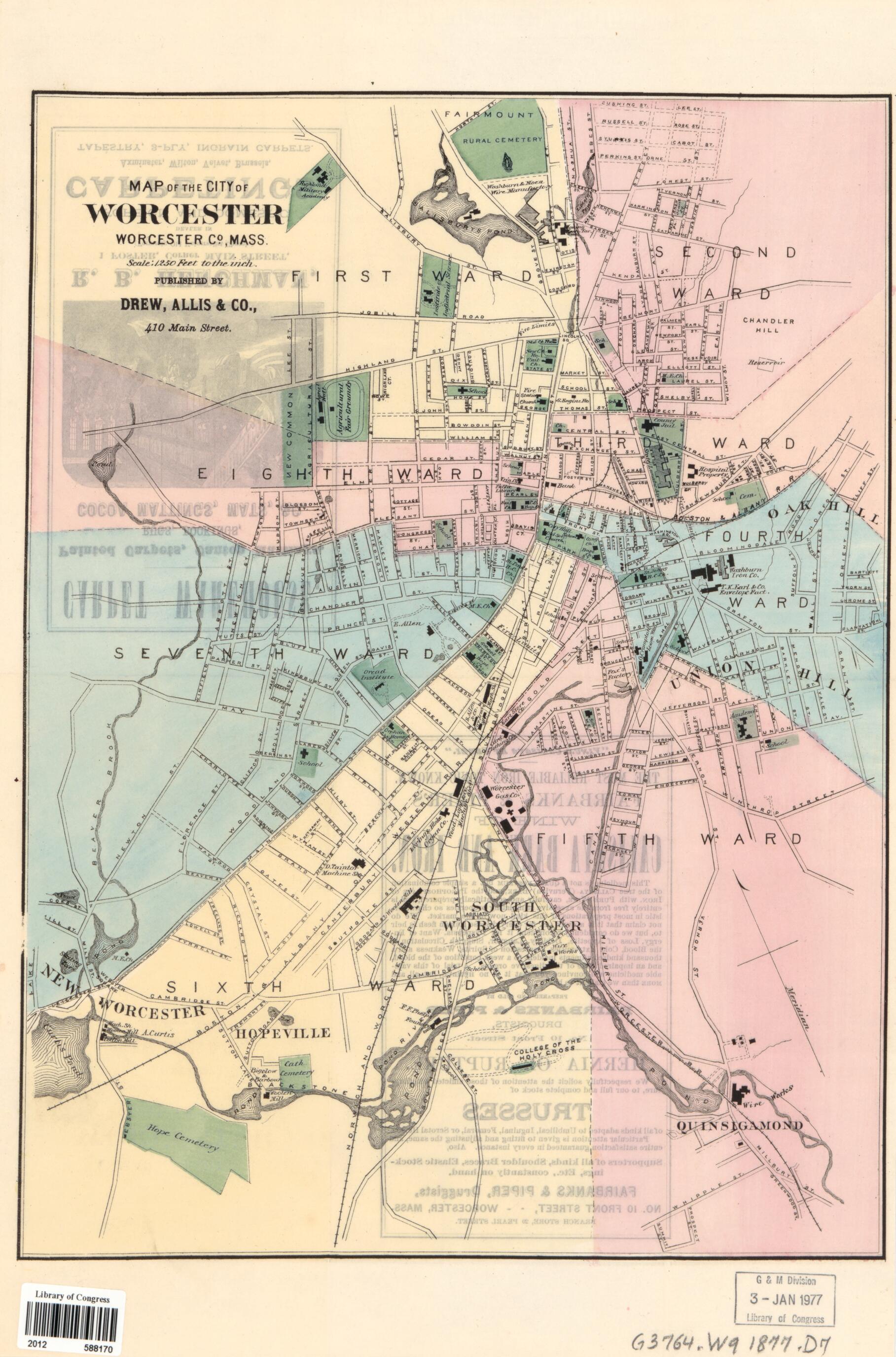 This old map of Map of the City of Worcester, Worcester Co., Massachusetts from 1878 was created by Allis & Co Drew in 1878