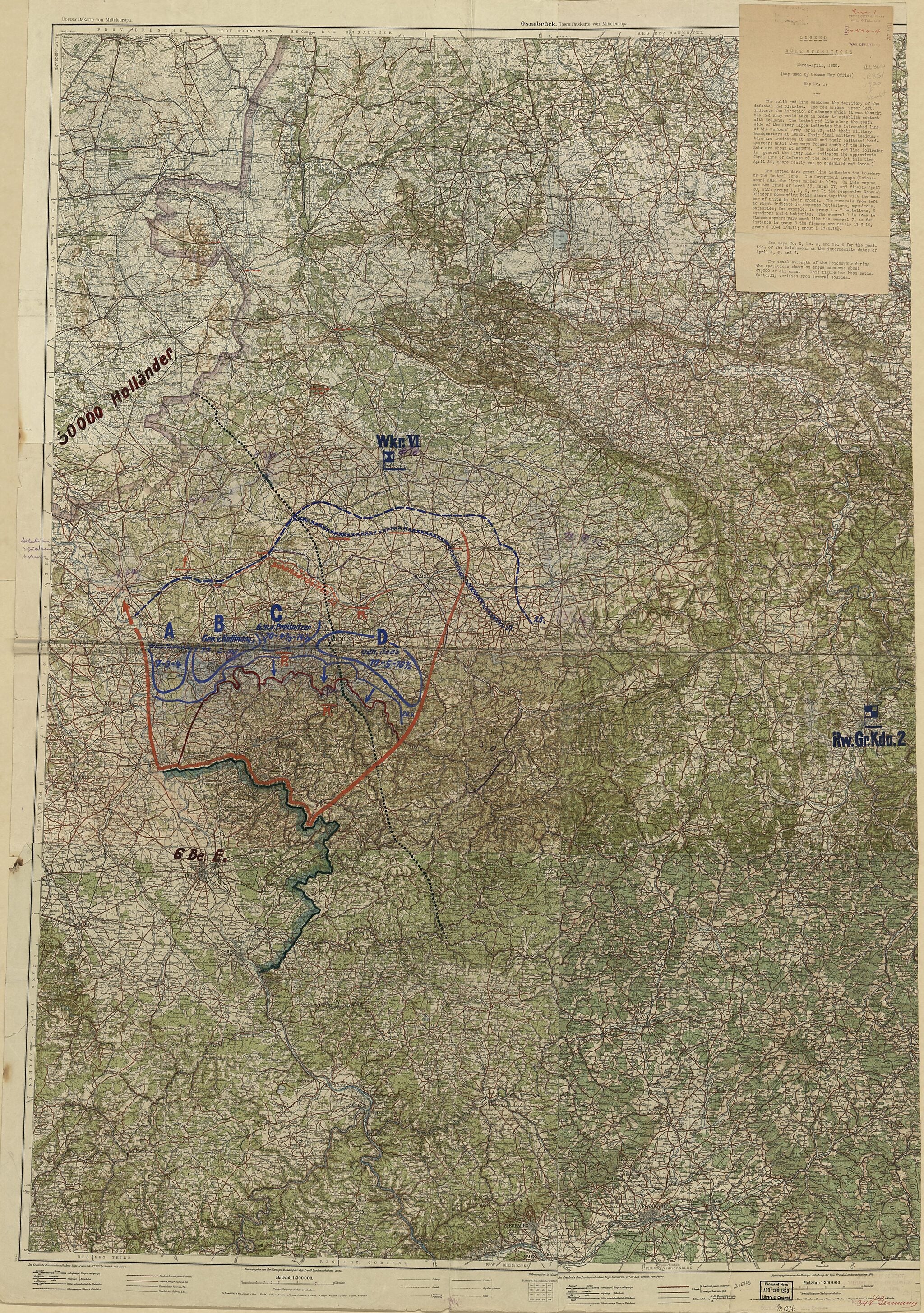 This old map of April, from 1920 was created by Germany. Reichswehr, United States. War Office in 1920