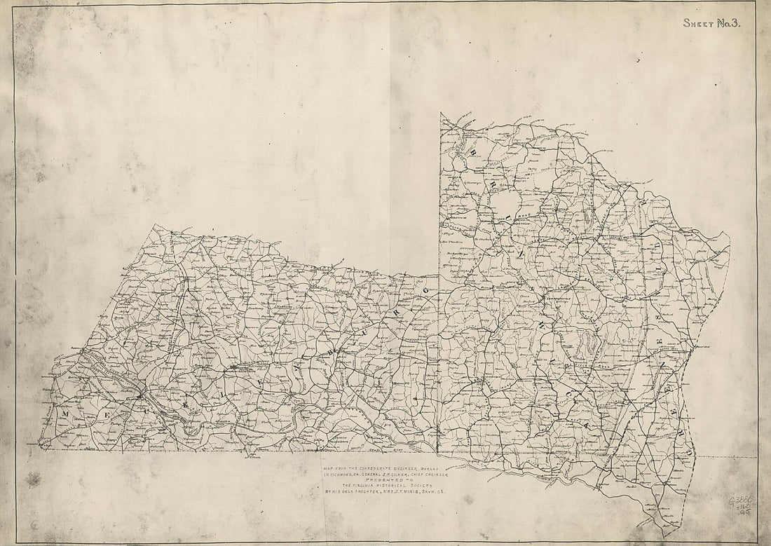 This old map of Preliminary Map of a Part of the South Side of James River (South Side of James River, from 1864) was created by Albert H. (Albert Henry) Campbell, Confederate States of America. Army. Department of Northern Virginia. Chief Engineer&