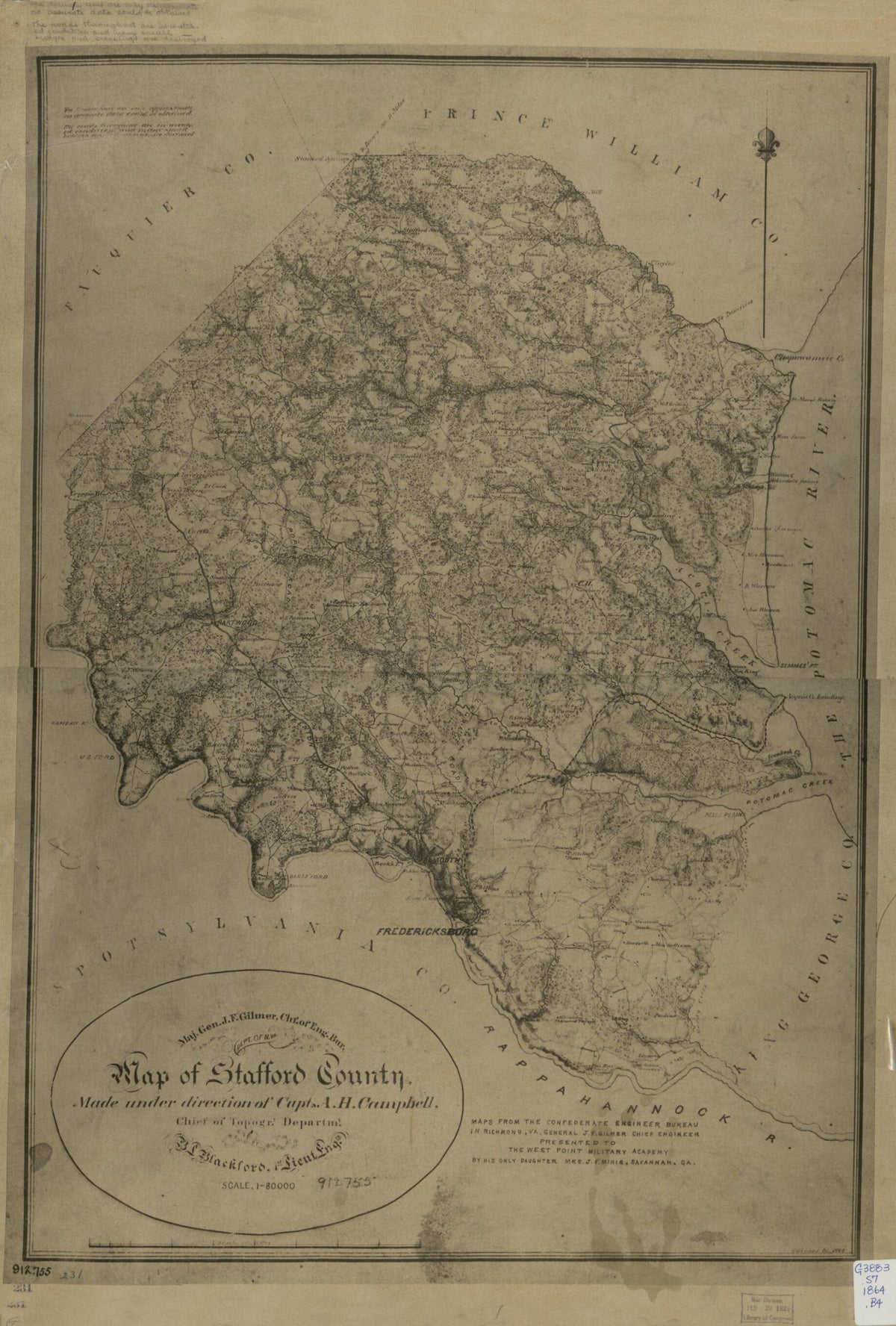 Map of Stafford County 1864 by Relic Map Company