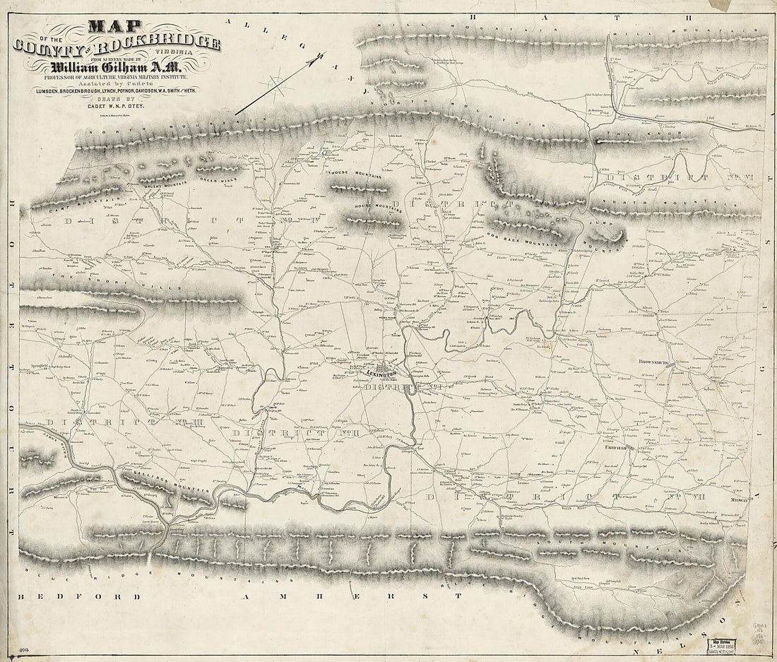 This old map of Map of the County of Rockbridge, Virginia from 1860 was created by A. Hoen & Co, William Gilham in 1860