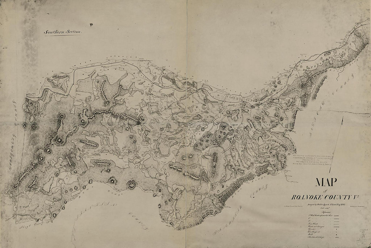 Map of Roanoke County, Va. (Map of Roanoke County, Virginia, Northern Section of Roanoke County) 1860 by Relic Map Company
