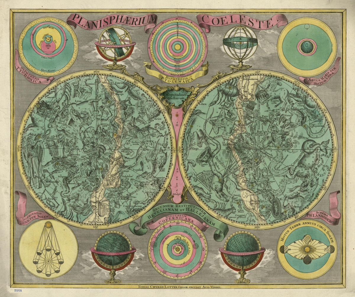 Planisphaerium Coeleste : Secundum Restitutionem Hevelianam Et Hallejanam 1772 by Relic Map Company