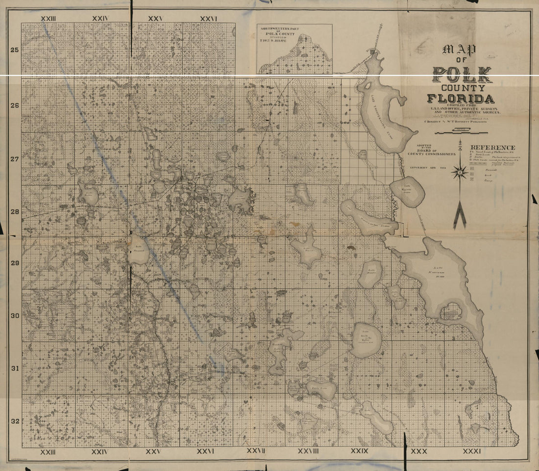 This old map of Map of Polk County, Florida from 1883 was created by Heliotype Printing Co, J. J. Treveres in 1883