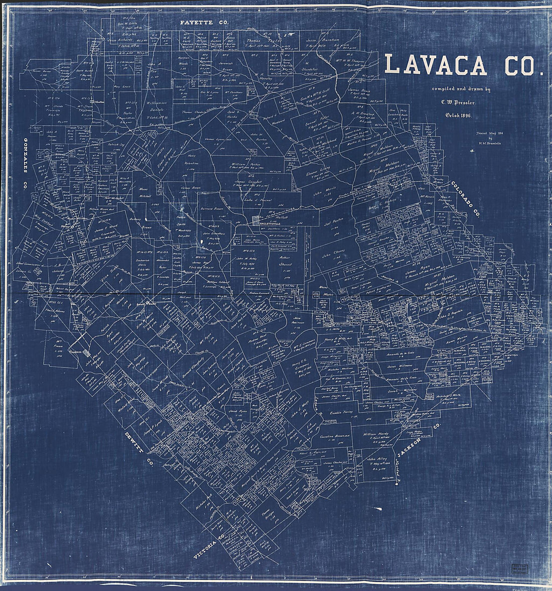 This old map of Lavaca County (Lavaca County, Texas) from 1896 was created by Texas. General Land Office in 1896