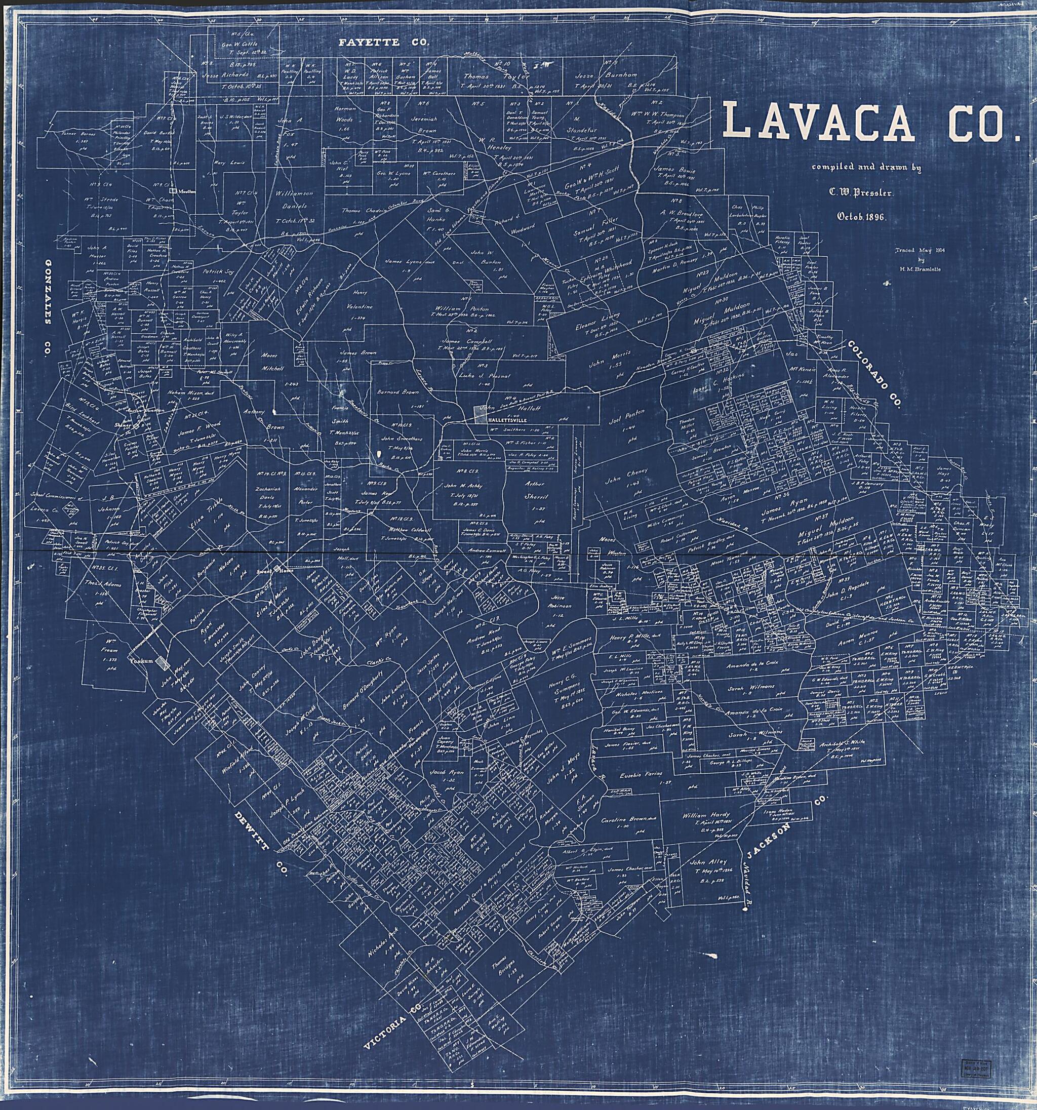 This old map of Lavaca County (Lavaca County, Texas) from 1896 was created by Texas. General Land Office in 1896