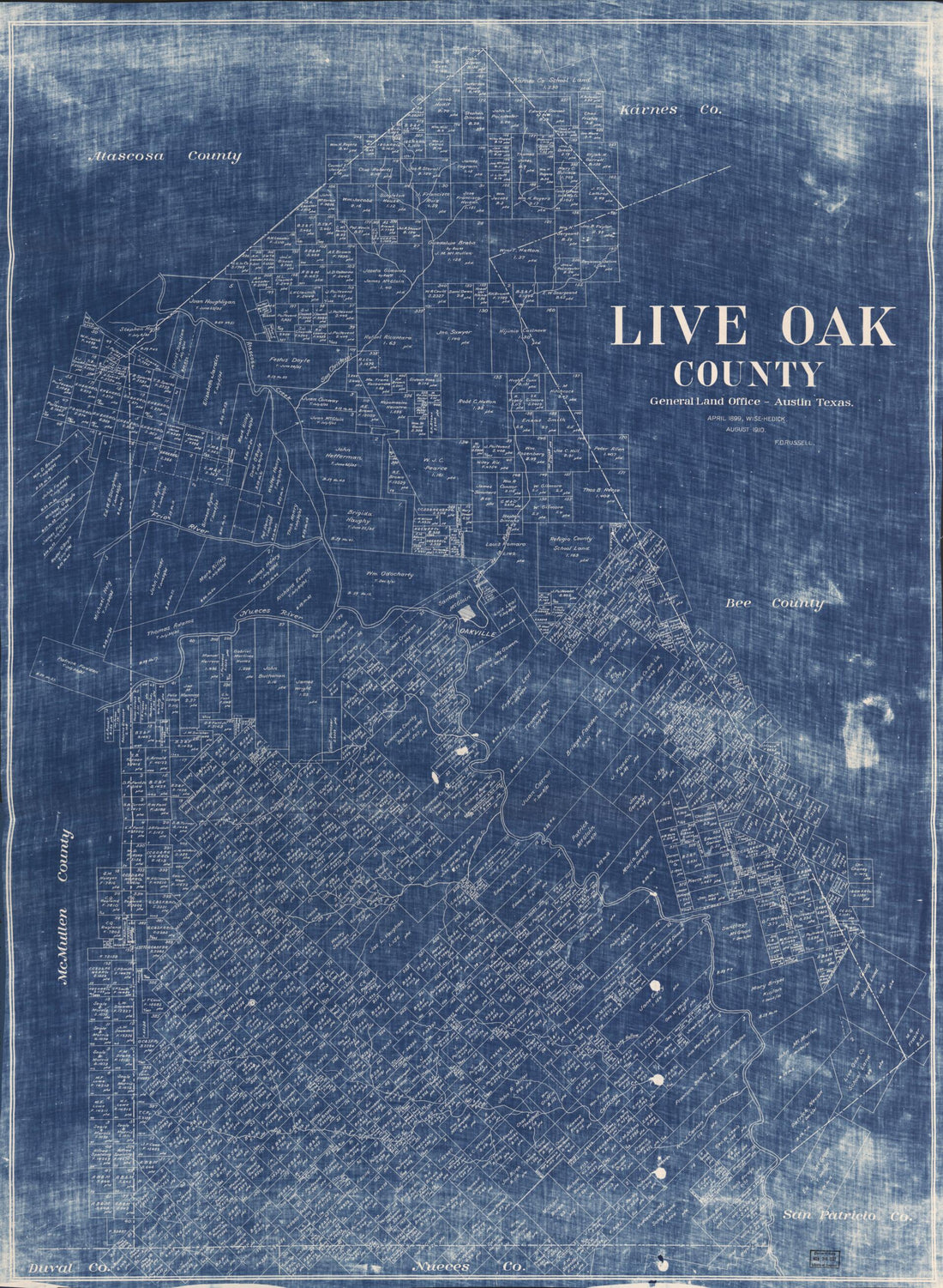 This old map of Live Oak County, Texas from 1899 was created by Texas. General Land Office in 1899