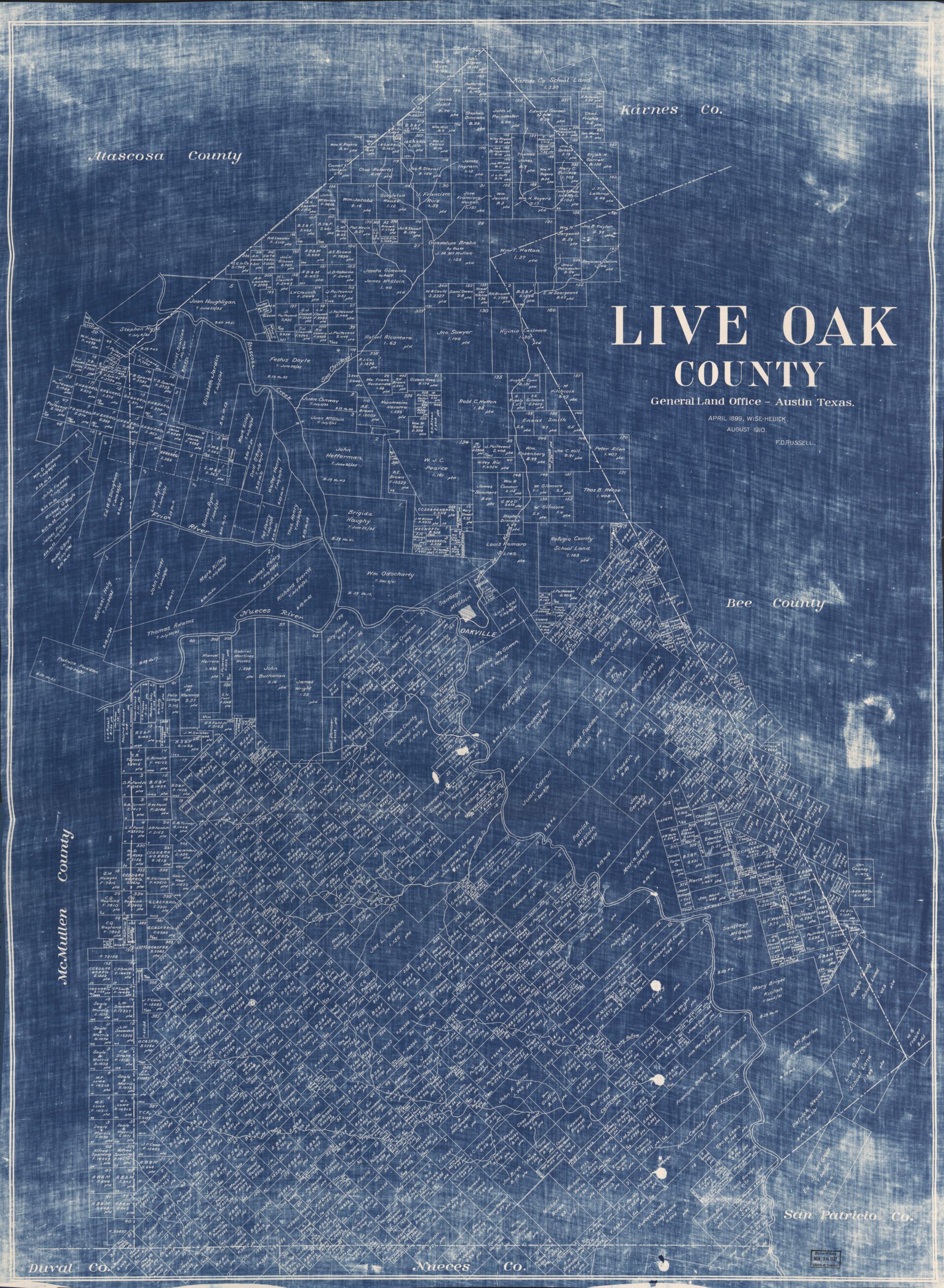 This old map of Live Oak County, Texas from 1899 was created by Texas. General Land Office in 1899