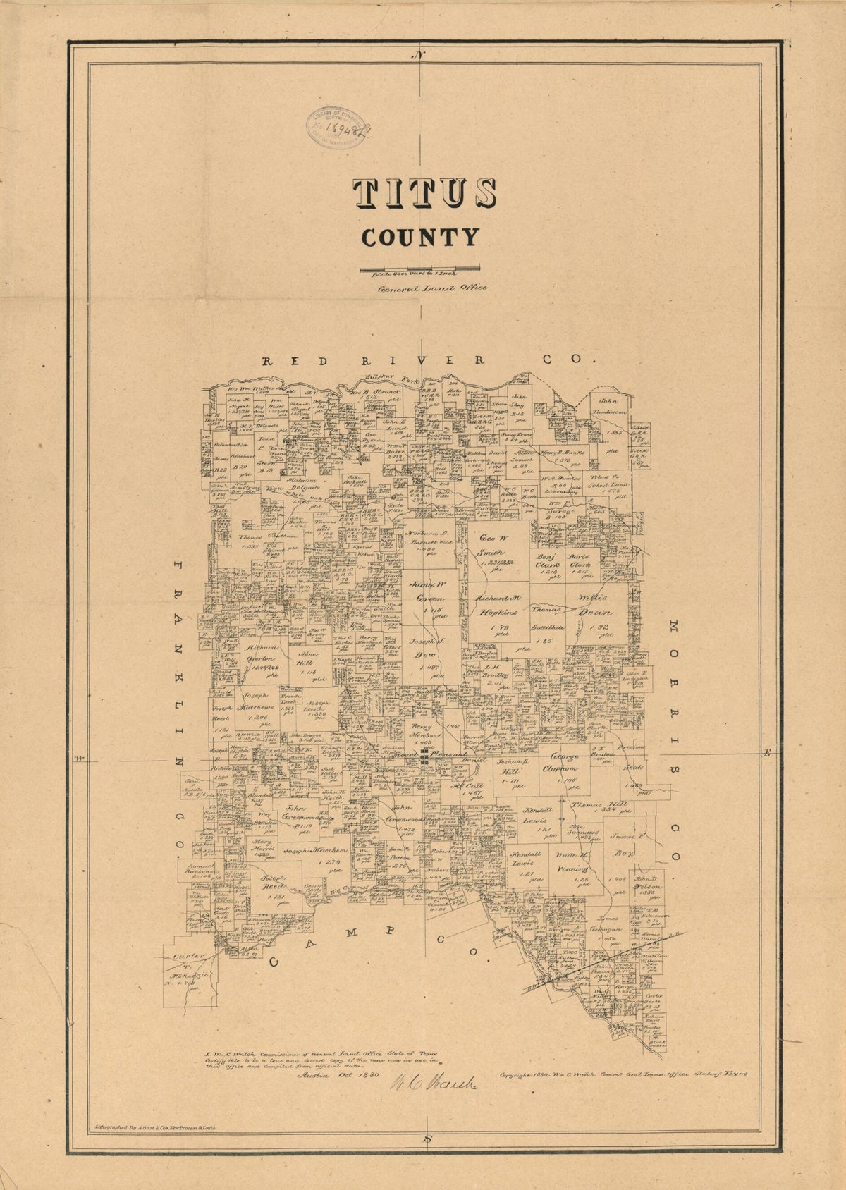 Titus County, Texas 1880 by Relic Map Company