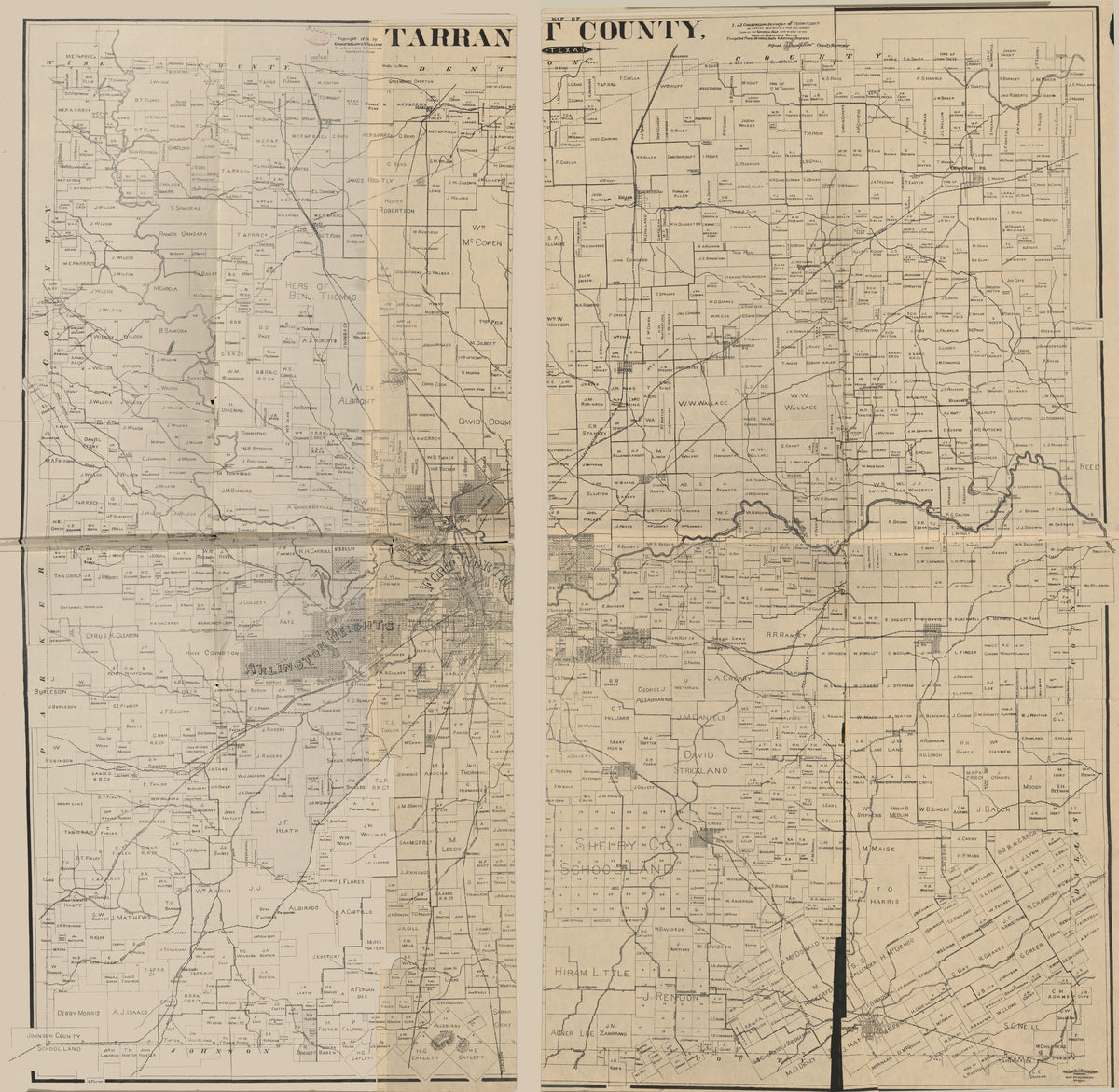 Map of Tarrant County, Texas in 1892 by Relic Map Company