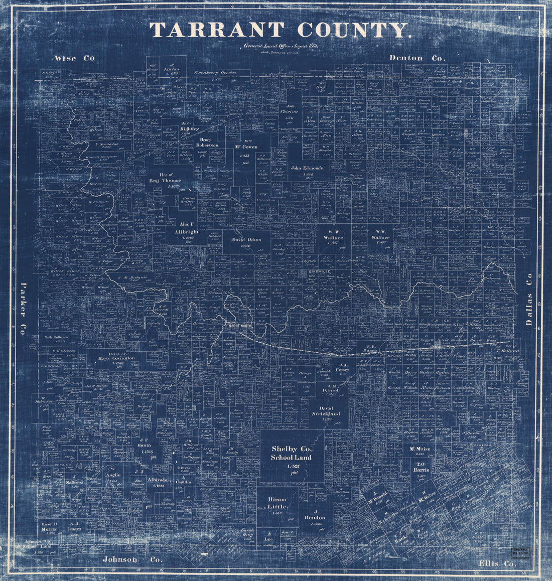This old map of Tarrant County, Texas from 1885 was created by Texas. General Land Office in 1885