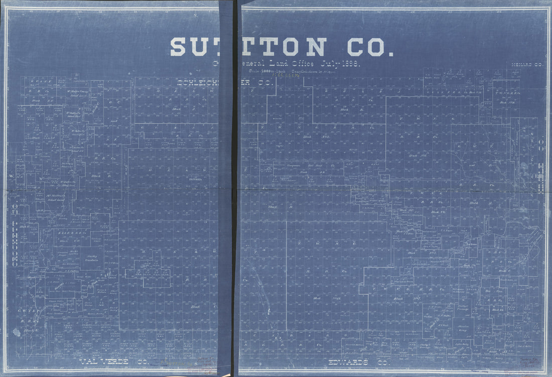 This old map of Sutton Co. (Sutton County, Texas) from 1898 was created by P. F. Appell, Texas. General Land Office in 1898