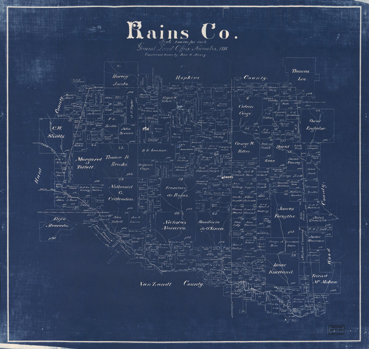 Rains Co. (Rains County, Texas) 1888 by Relic Map Company