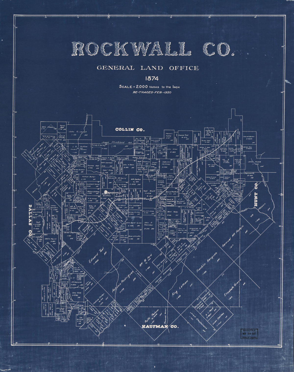 Rockwall Co. (Rockwall County, Texas) 1874 by Relic Map Company