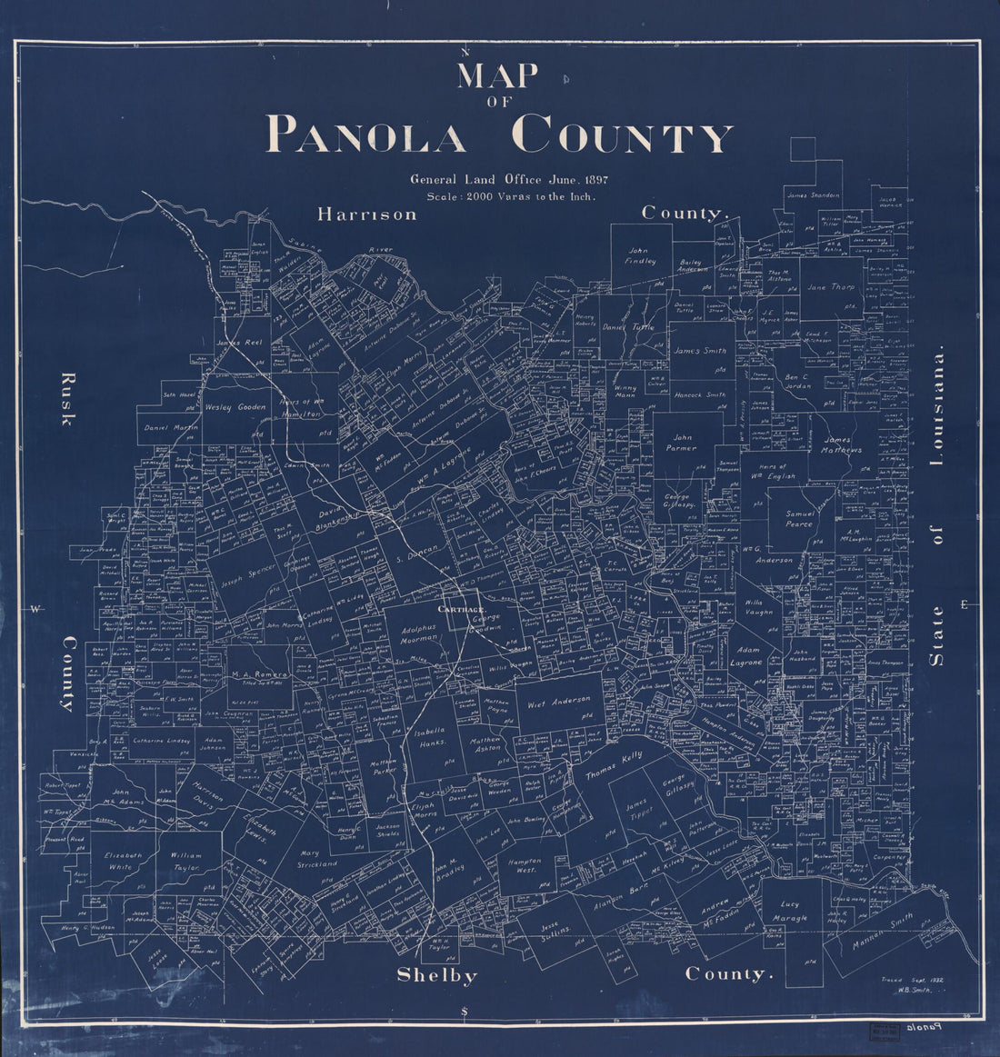 This old map of Map of Panola County from 1897 was created by Texas. General Land Office in 1897
