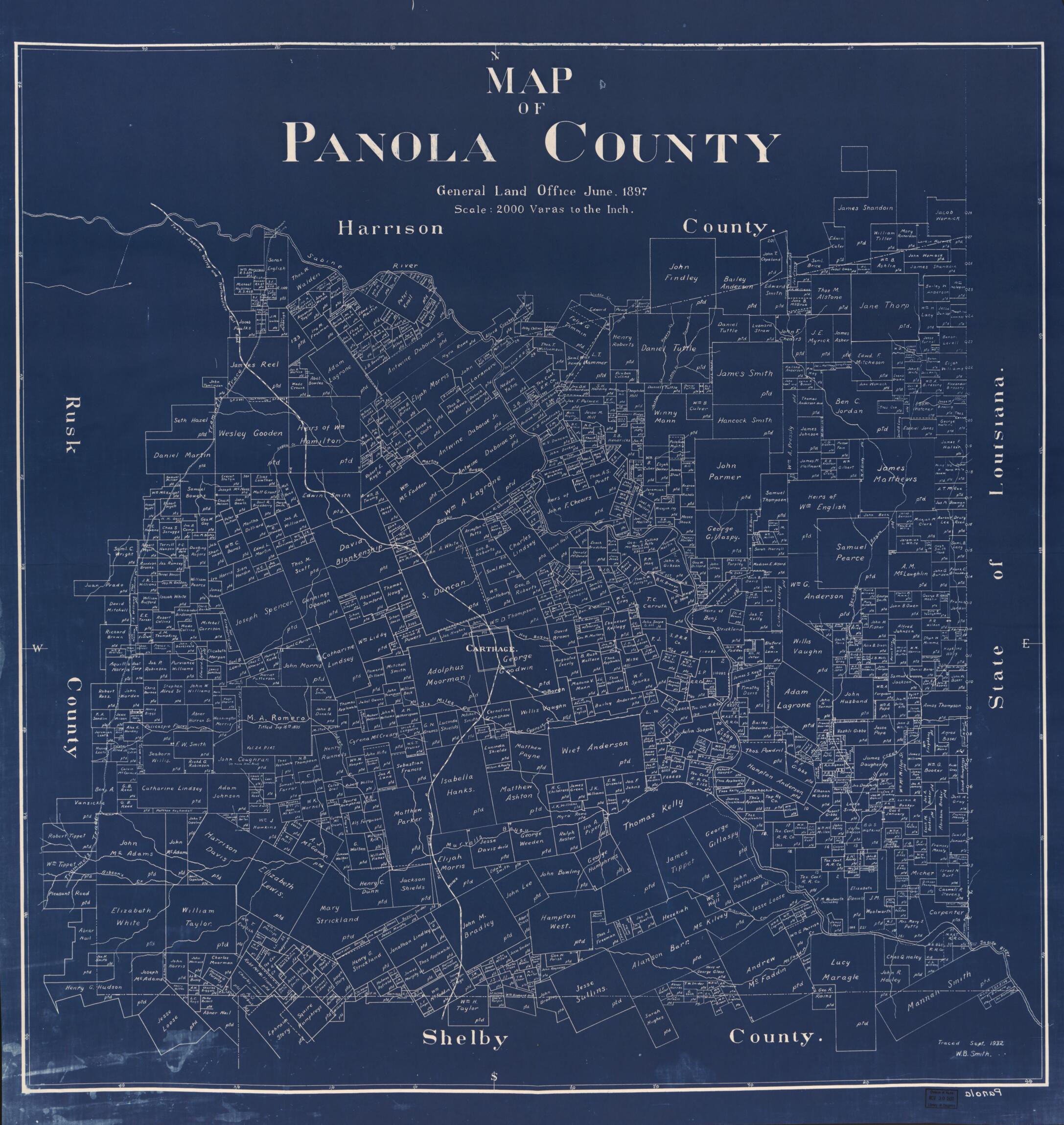 This old map of Map of Panola County from 1897 was created by Texas. General Land Office in 1897
