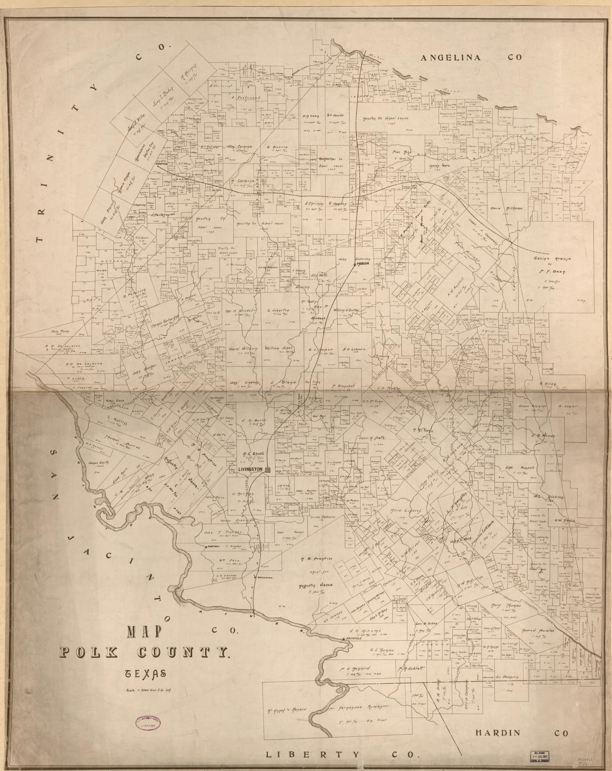 This old map of Map Polk County, Texas from 1800 was created by in 1800