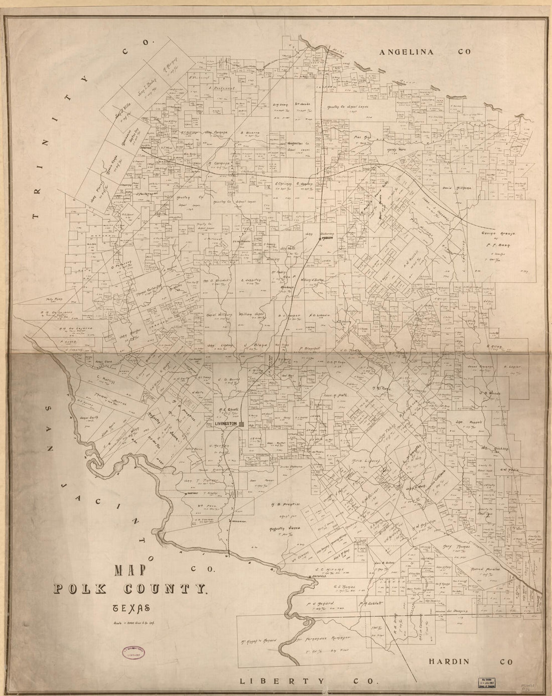 This old map of Map Polk County, Texas from 1800 was created by in 1800