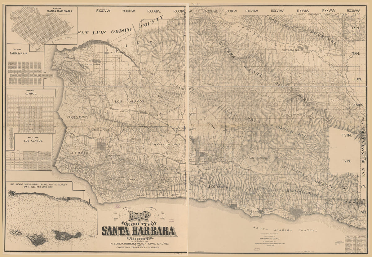 Map of the County of Santa Barbara, California in 1889 by Relic Map Company