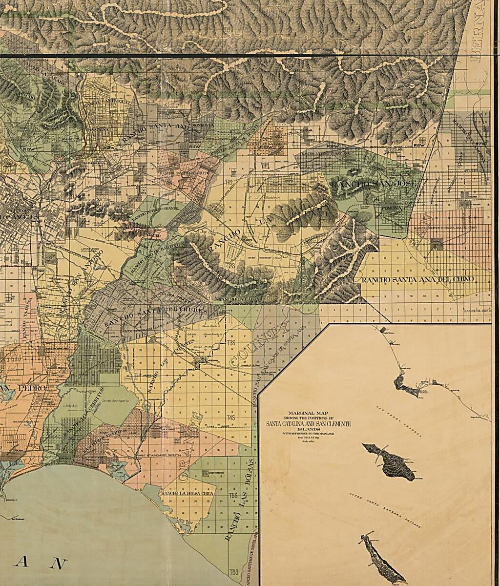 This old map of Official Map of the County of Los Angeles, California : Compiled from the Official Maps from 1898 was created by  Los Angeles Lithographic Co, C. N. Perry, E. T. (Edward T.) Wright in 1898