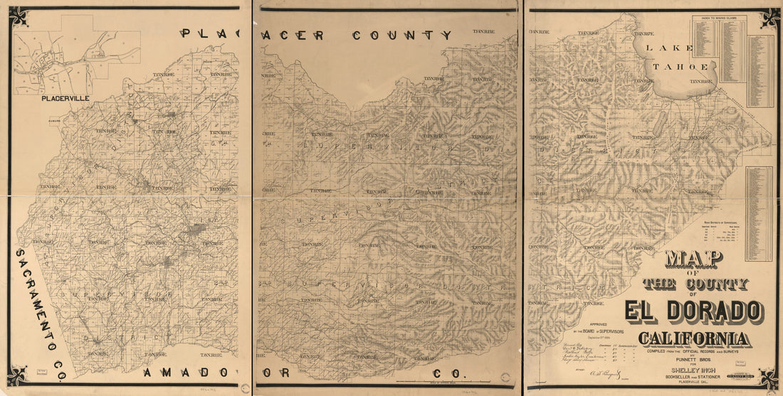 This old map of Map of the County of El Dorado, California : Compiled from the Official Records and Surveys from 1895 was created by Punnett Brothers in 1895