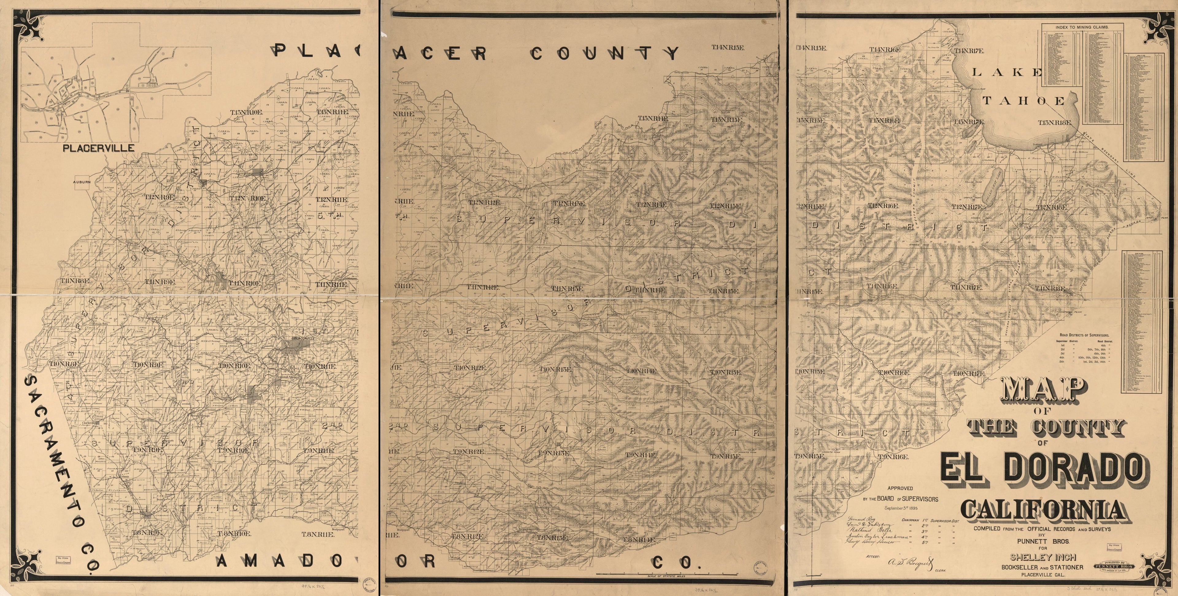This old map of Map of the County of El Dorado, California : Compiled from the Official Records and Surveys from 1895 was created by Punnett Brothers in 1895