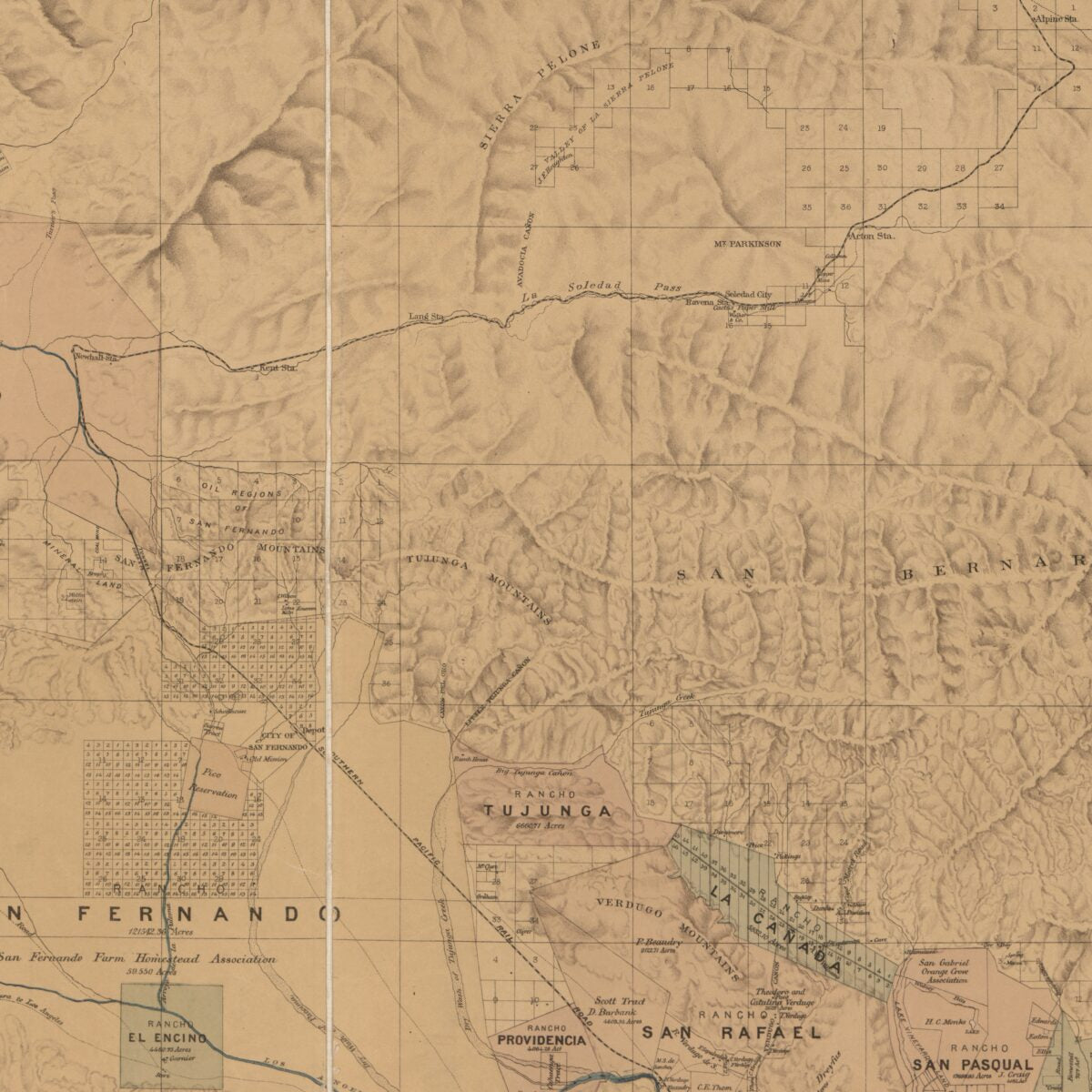 This old map of Map of the County of Los Angeles, California : Compiled from U.S. Land Surveys, Records of Private Surveys, and from Other Reliable Sources from 1877 was created by Julius Bien, A. J. Stahlberg, J. H. Wildy in 1877