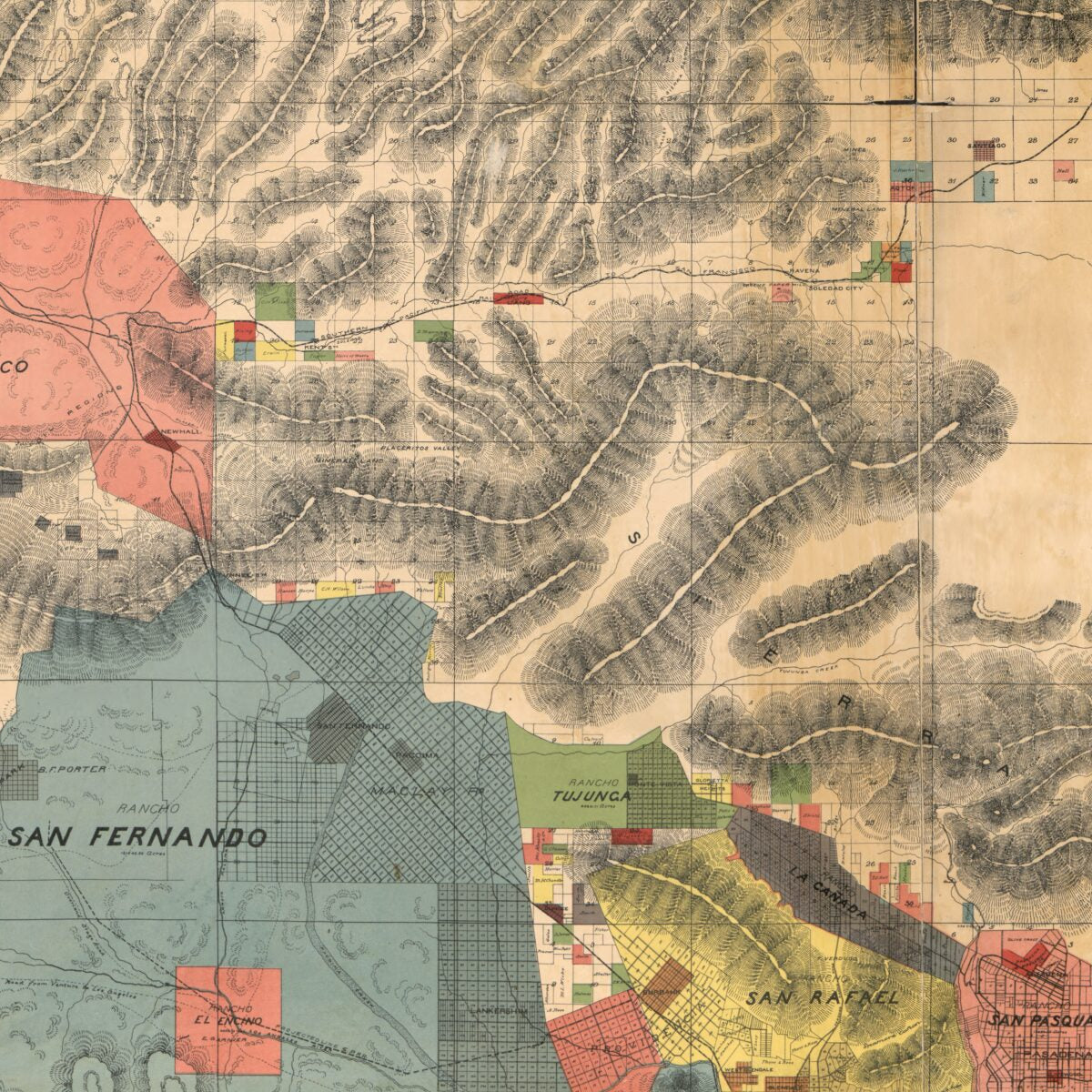 This old map of Official Map of Los Angeles County, California : Compiled Under Instructions and by the Order of the Board of Supervisors of Los Angeles County from 1888 was created by V. J. (Valentine James) Rowan,  Schmidt Label & Litho. Co in 1888