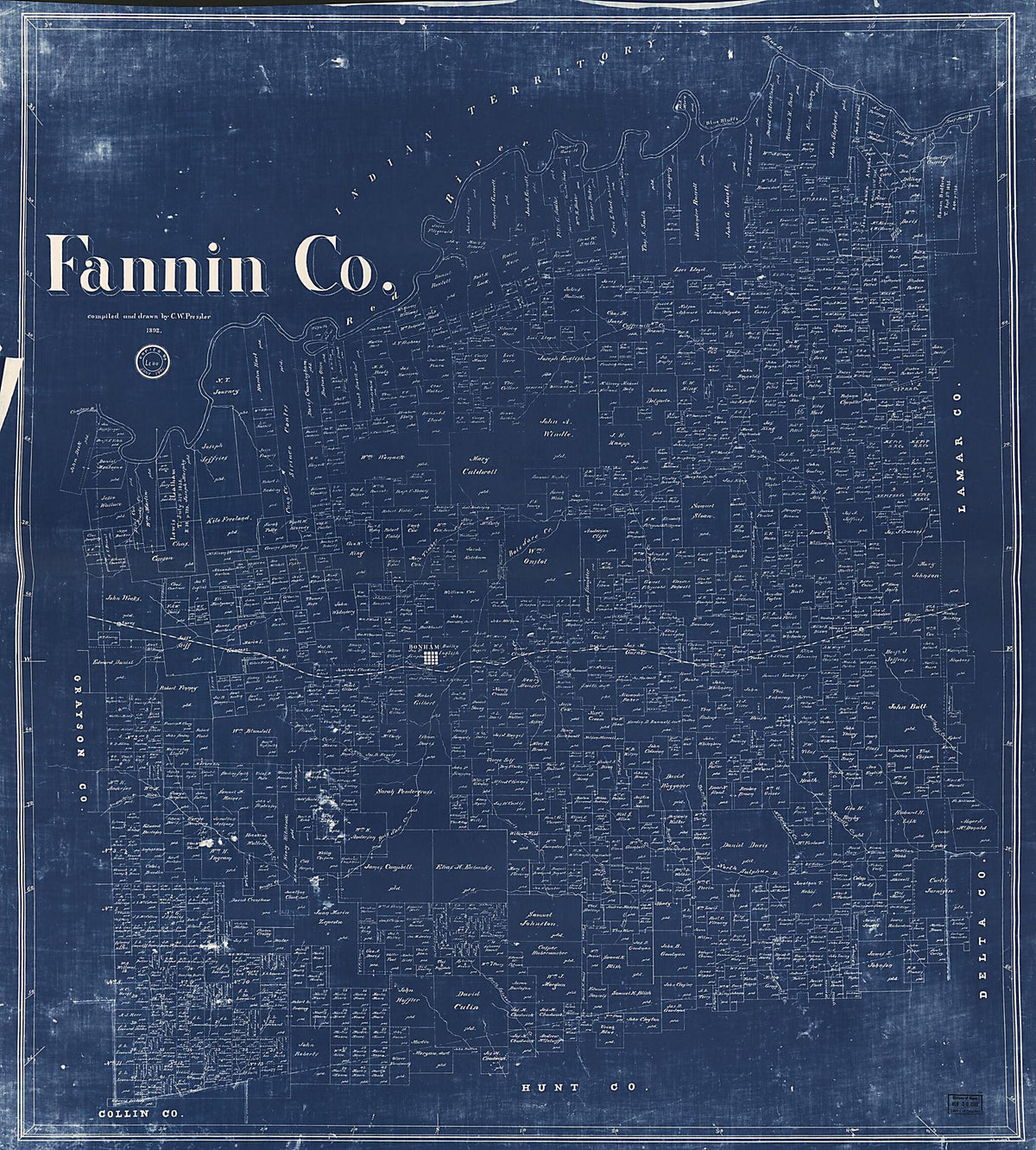 Fannin County (Fannin County, Texas) 1892 by Relic Map Company