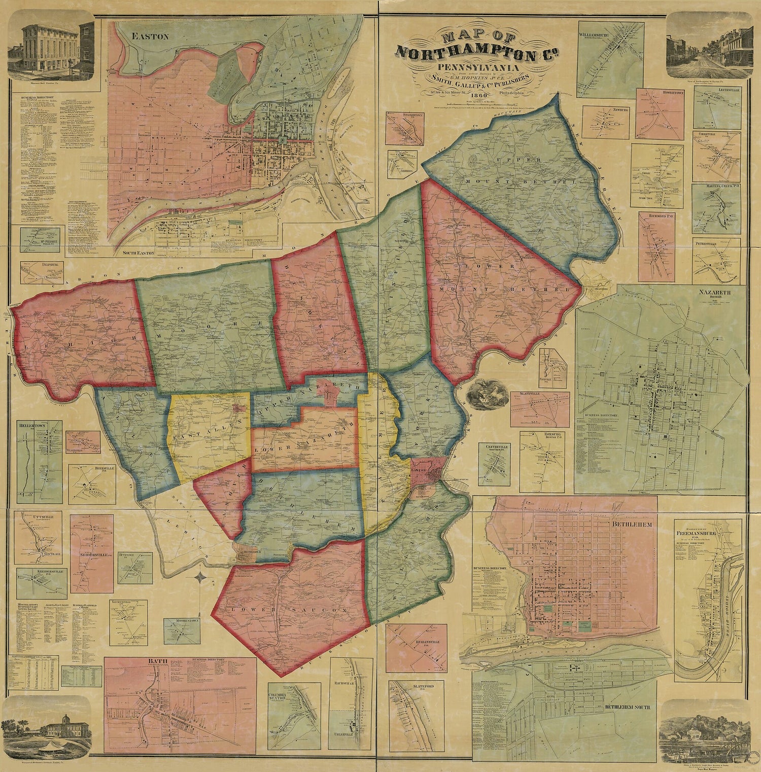 This old map of Map of Northampton County, Pennsylvania : from Actual Surveys from 1860 was created by Griffith Morgan Hopkins, Gallup & Co Smith in 1860