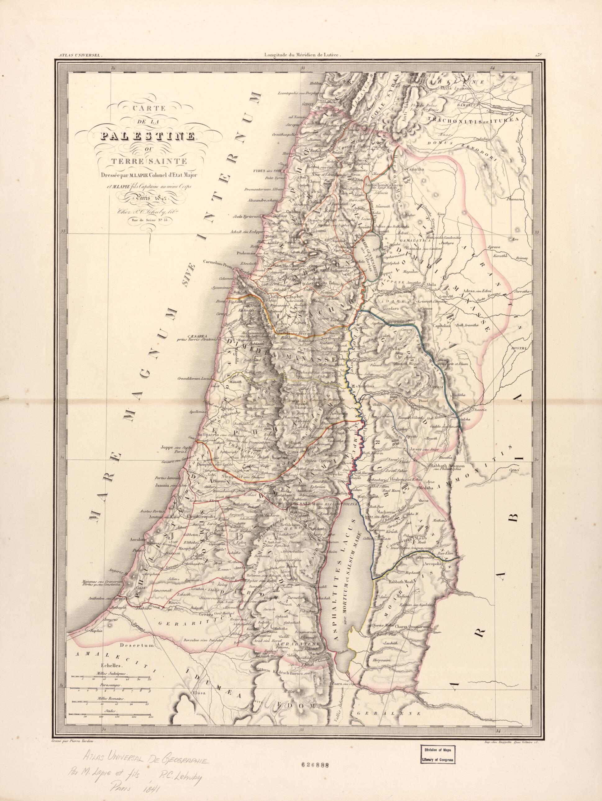This old map of Carte De La Palestine Ou Terre Sainte from 1842 was created by (Pierre) Lapie, Pierre Antoine Tardieu in 1842
