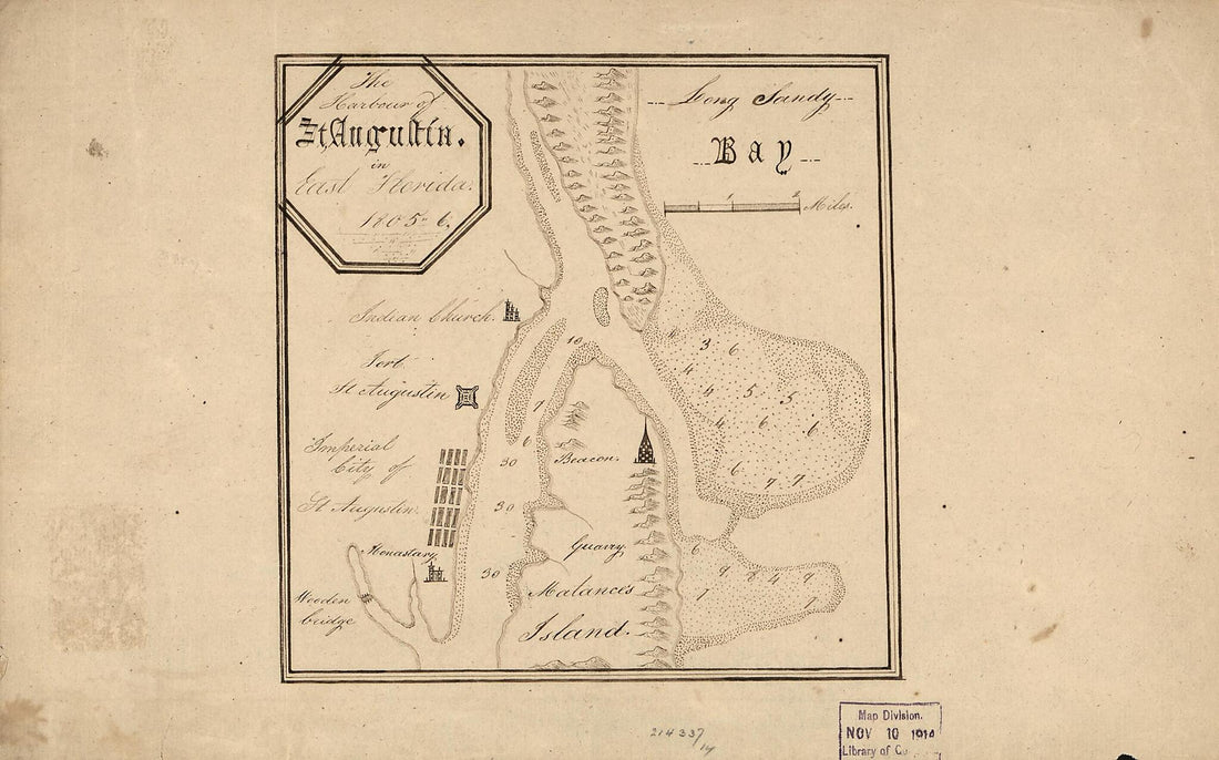 This old map of The Harbour of St. Augustín In East Florida. (Harbour of Saint Augustín In East Florida) from 1805 was created by in 1805