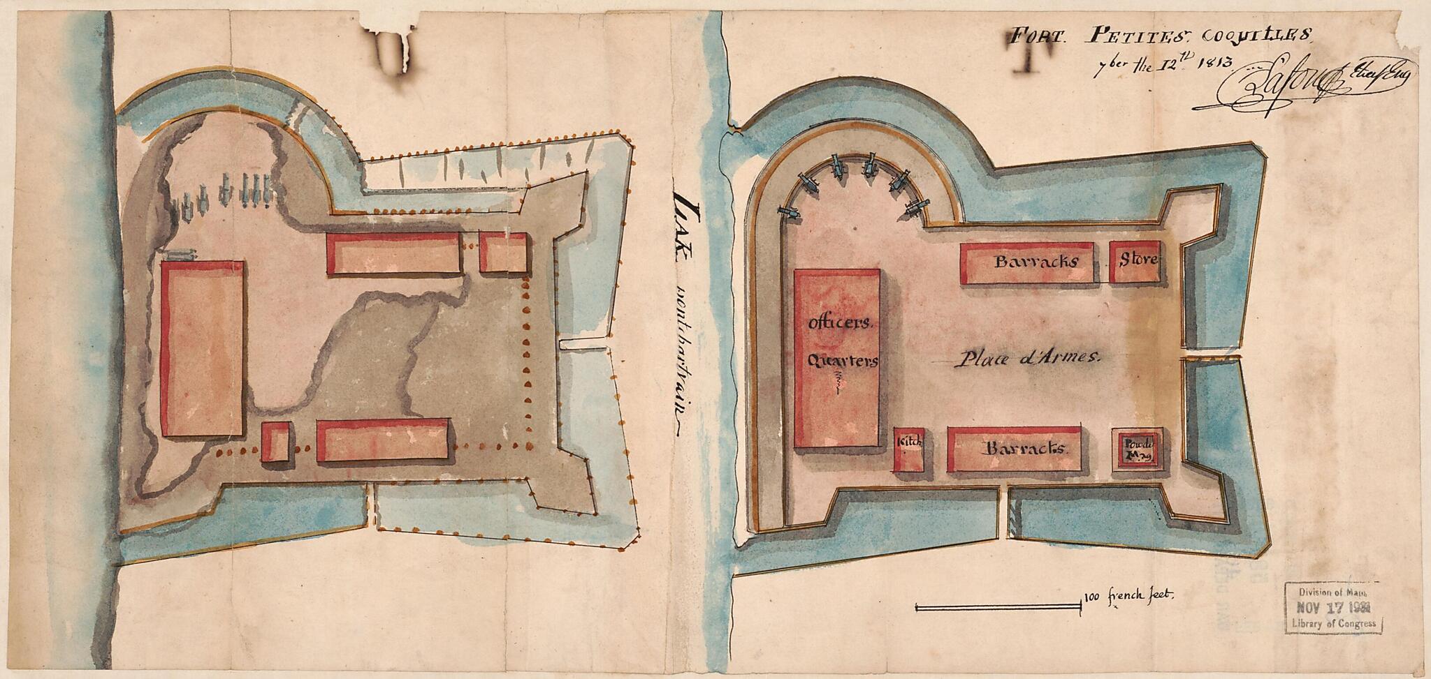 This old map of Ber the 12th from 1813 was created by Barthélémy Lafon, United States. War Department. Office of the Chief of Engineers in 1813