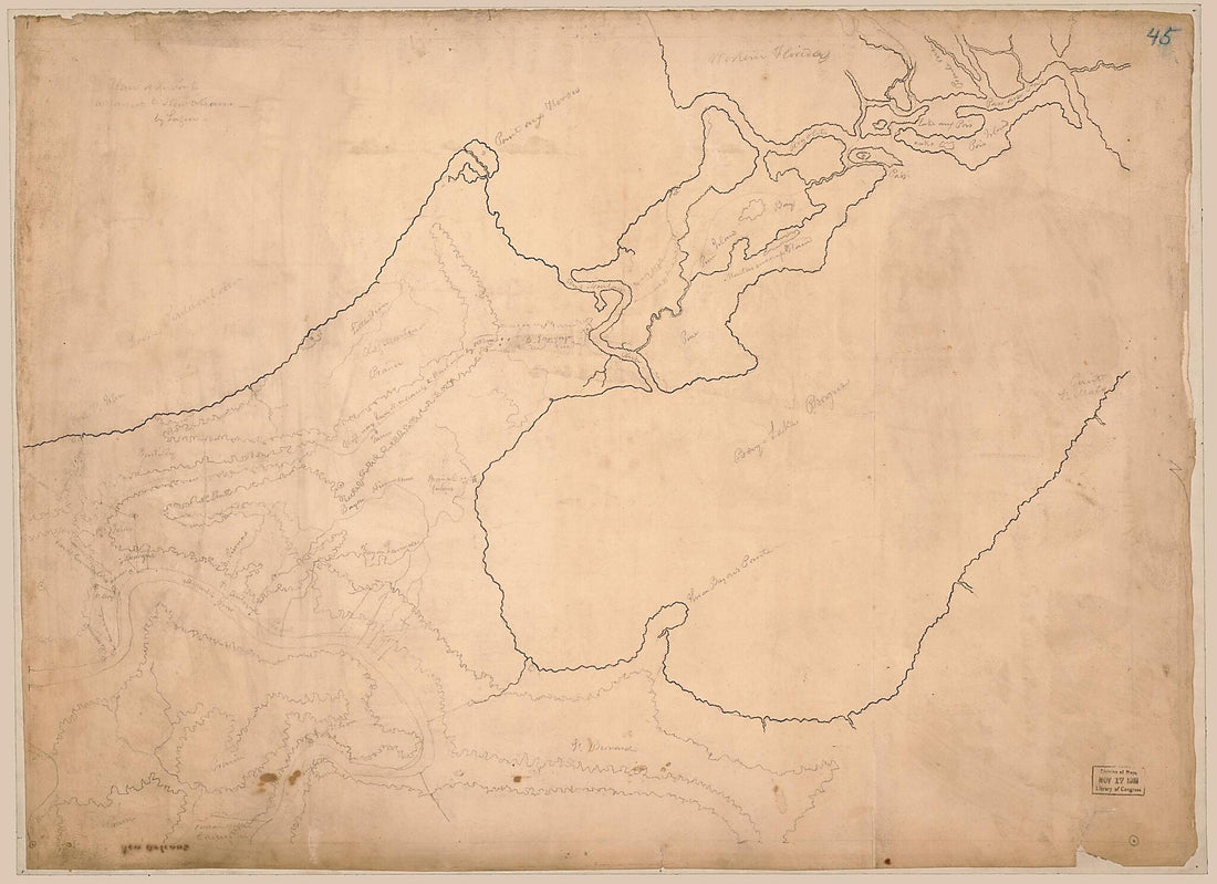 This old map of Plan of the posts Adjacent to New Orleans from 1813 was created by Barthélémy Lafon, United States. War Department. Office of the Chief of Engineers in 1813