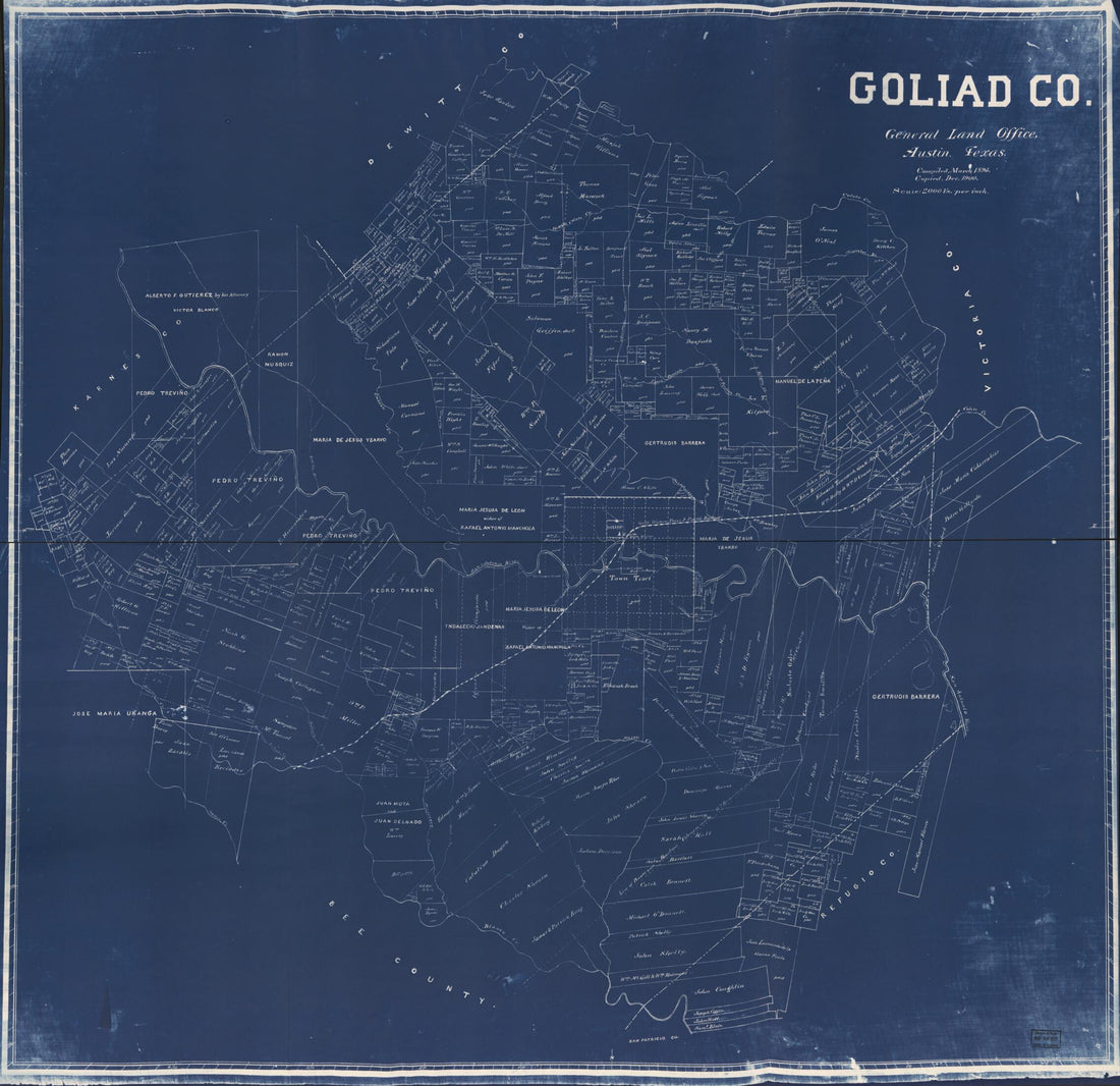 This old map of Goliad Co. (Goliad County, Texas) from 1896 was created by Texas. General Land Office in 1896