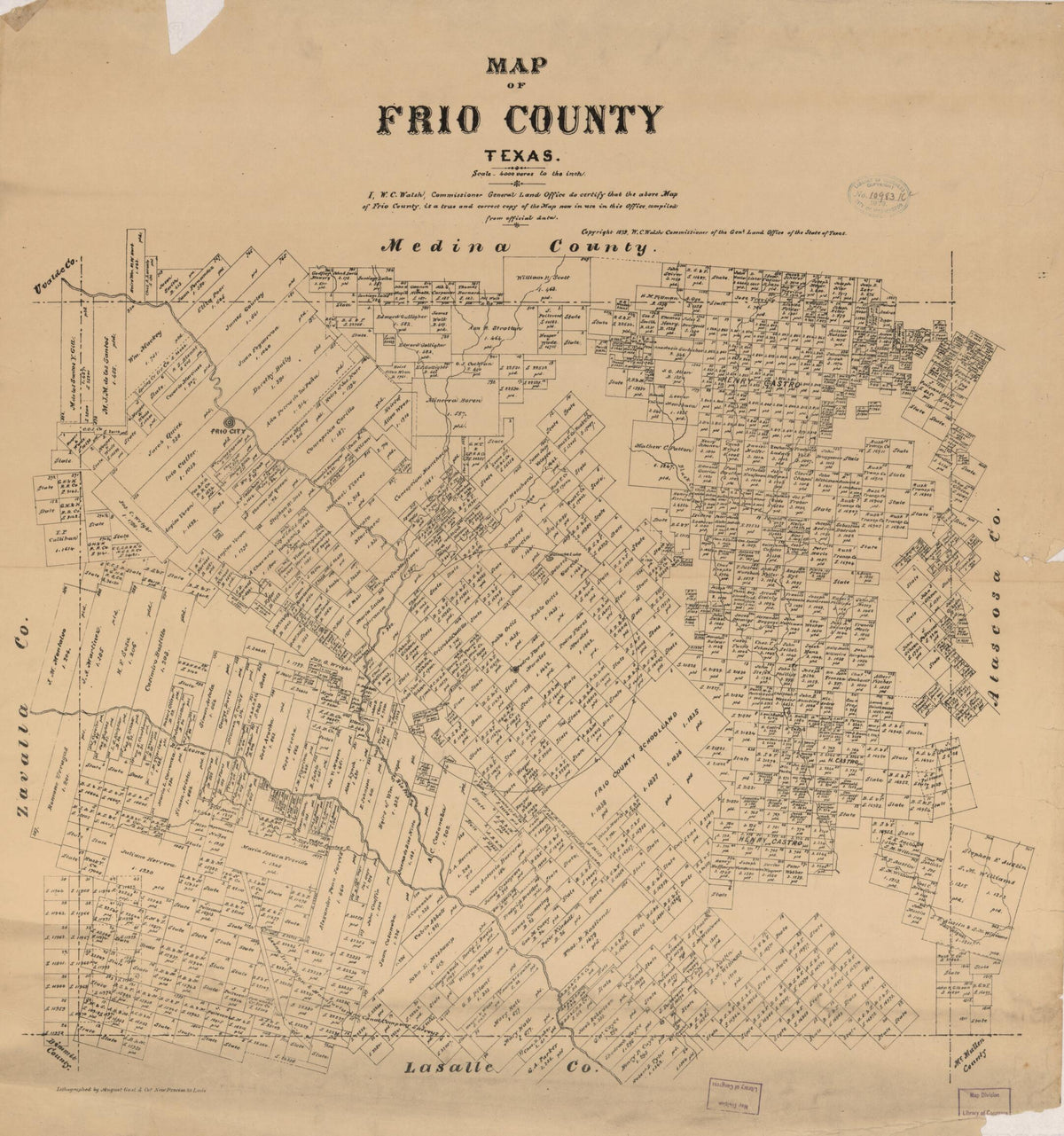 Map of Frio County, Texas in 1879 by Relic Map Company