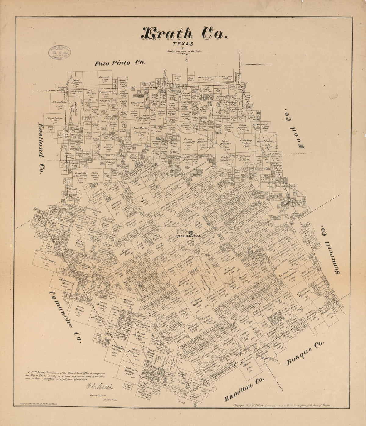Erath Co., Texas. (Erath County, Texas) 1879 by Relic Map Company