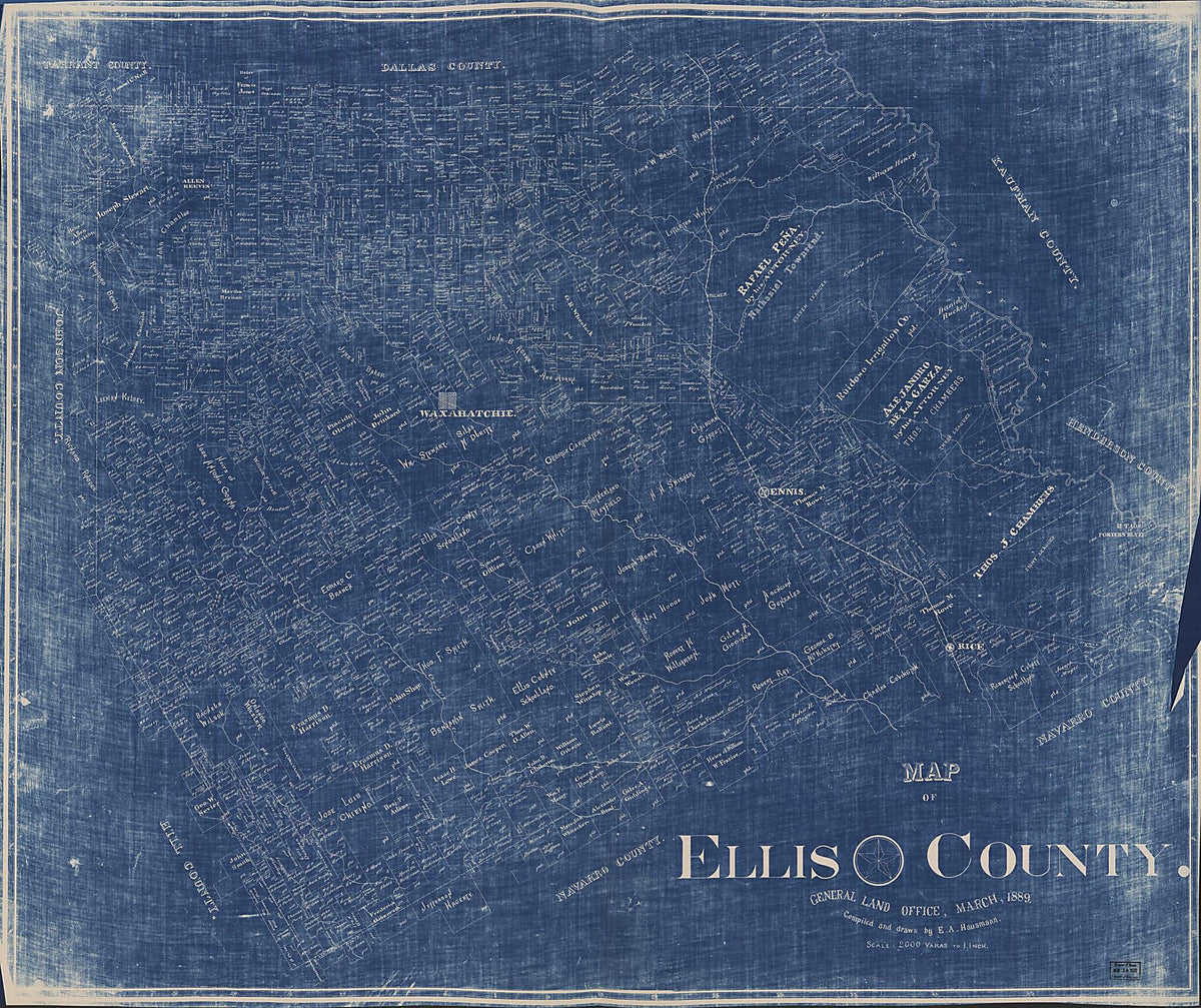 Map of Ellis County in 1889 by Relic Map Company