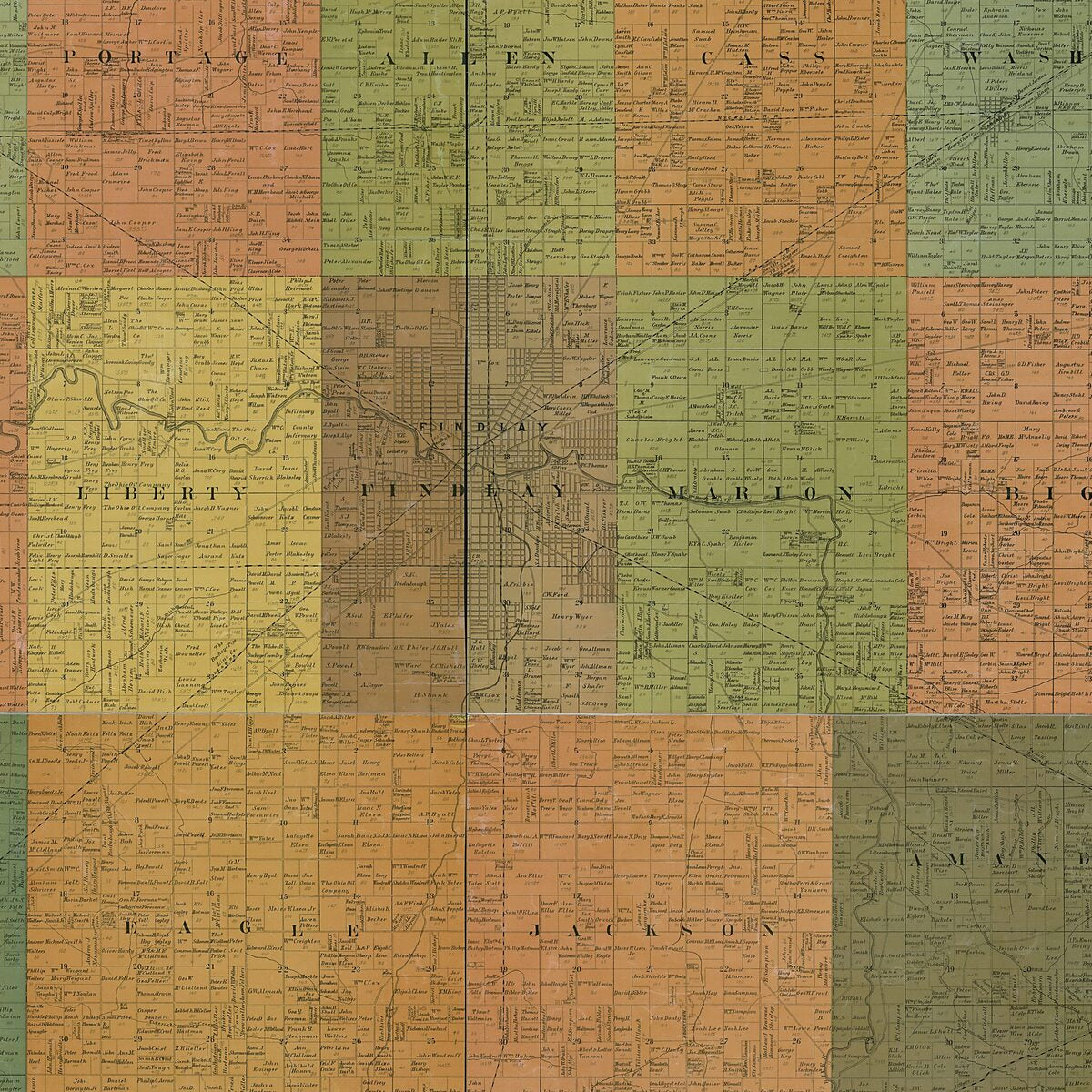 This old map of Map of Hancock County, Ohio from 1890 was created by U. K. Stringfellow in 1890
