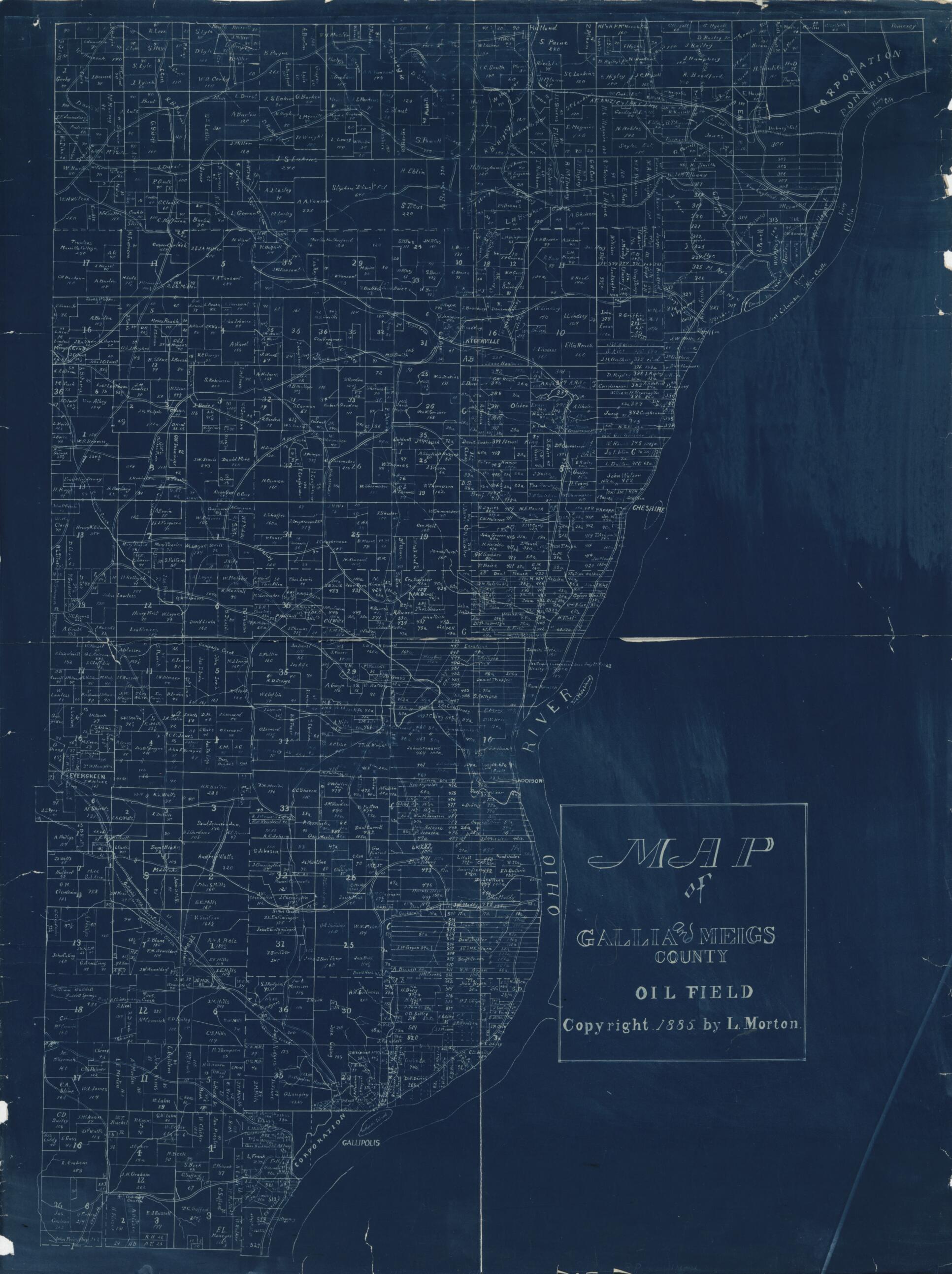 This old map of Map of Gallia and Meigs County Oil Field from 1855 was created by L. Morton in 1855