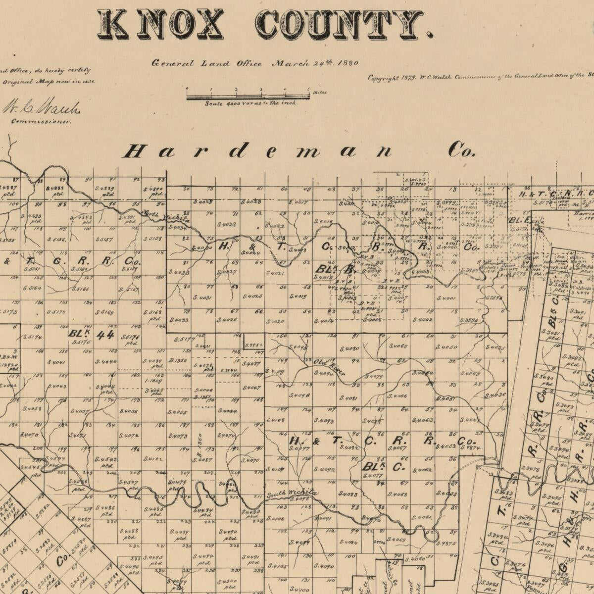This old map of Knox County from 1880 was created by  August Gast & Co, W. C. (William C.) Walsh in 1880