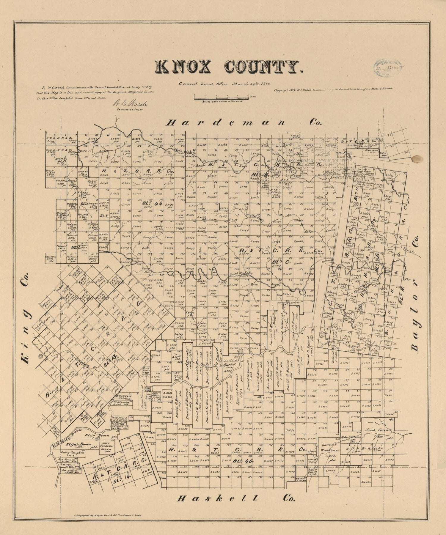 This old map of Knox County from 1880 was created by  August Gast & Co, W. C. (William C.) Walsh in 1880