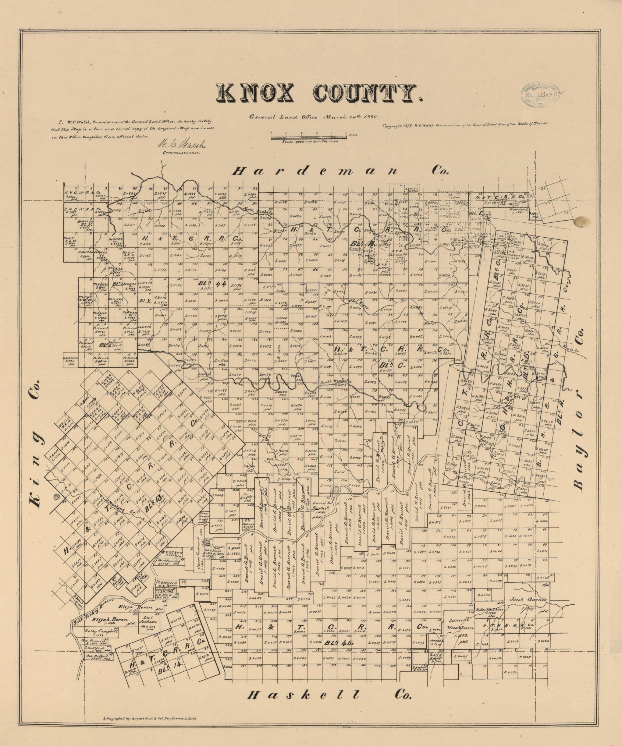 This old map of Knox County from 1880 was created by  August Gast & Co, W. C. (William C.) Walsh in 1880