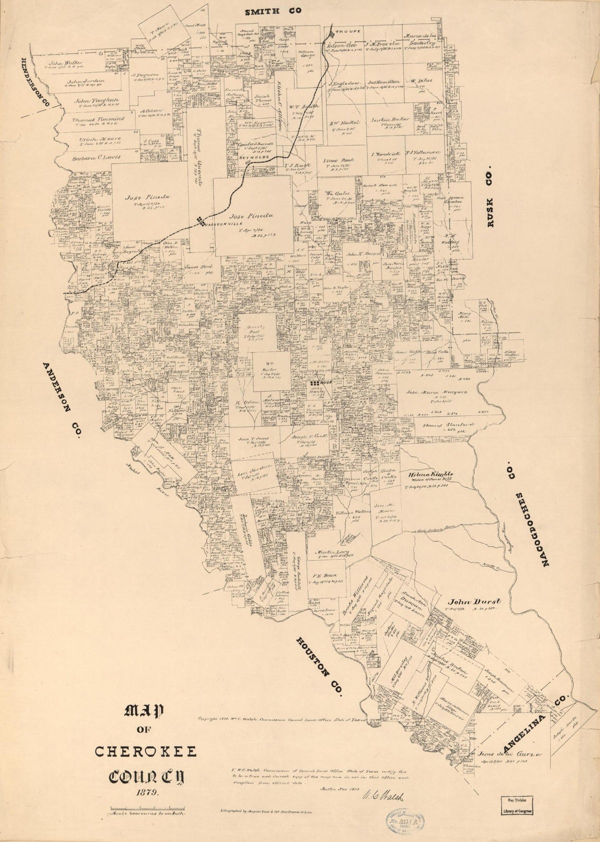 Map of Cherokee County, 1879 by Relic Map Company