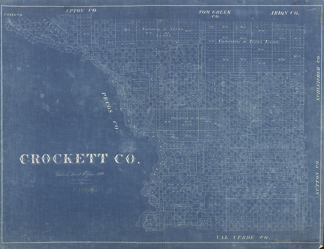 This old map of Crockett County (Crockett County, Texas) from 1894 was created by Texas. General Land Office in 1894