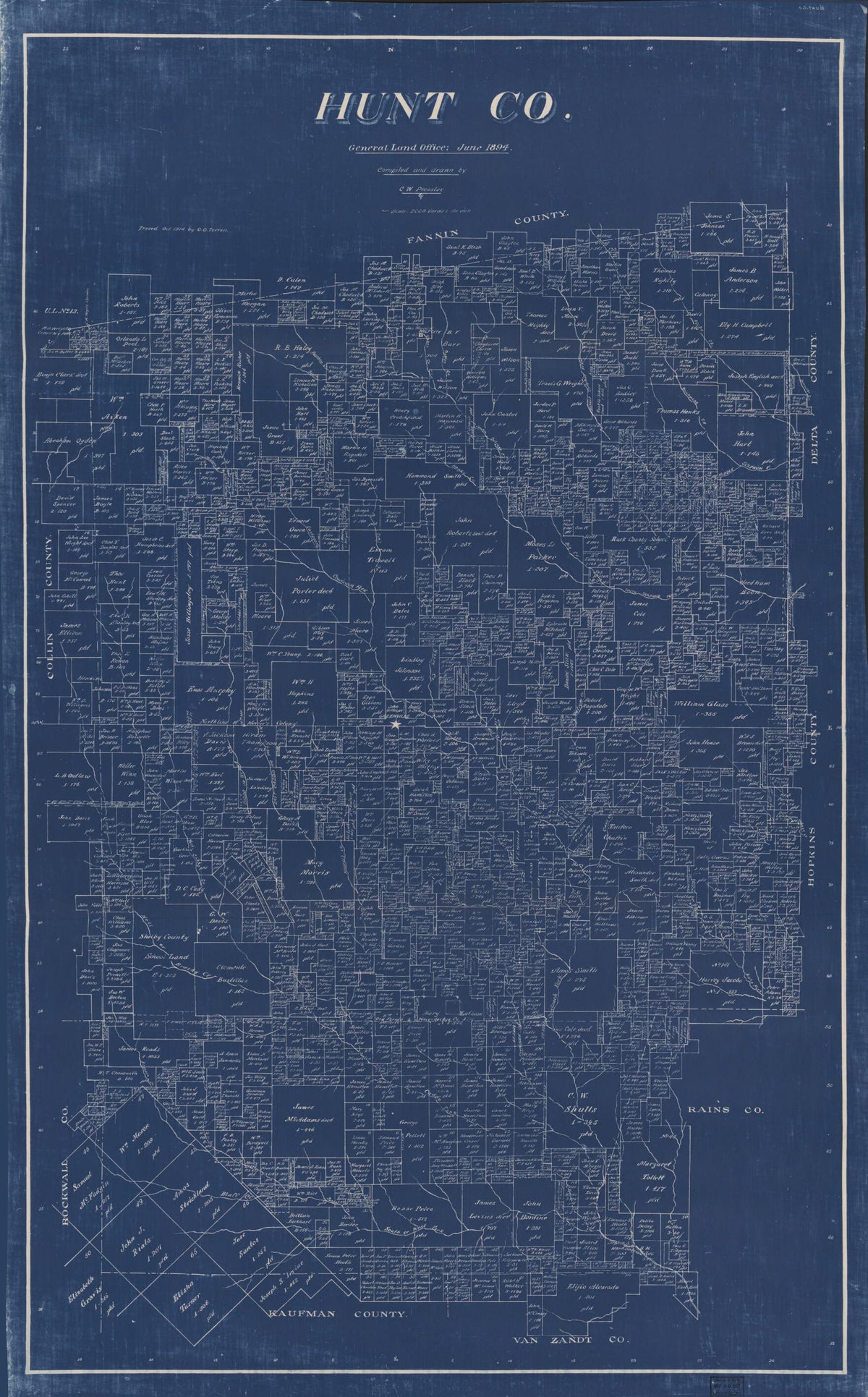 Hunt Co., Texas (Hunt County, Texas) 1894 by Relic Map Company