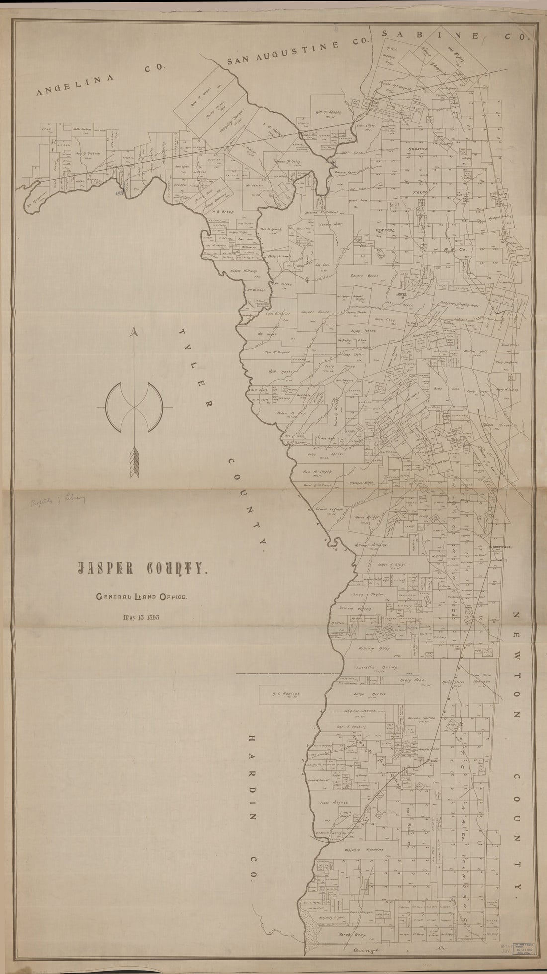 This old map of Jasper County from 1898 was created by Texas. General Land Office in 1898